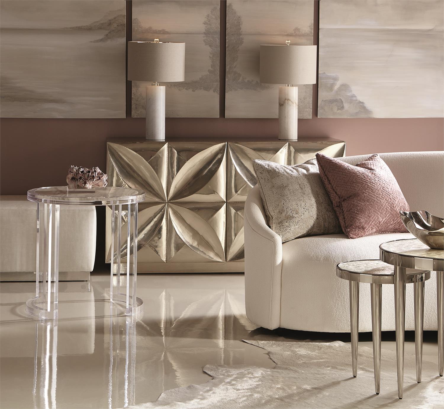 Bernhardt Furniture Lumen Fabric Sofa in White