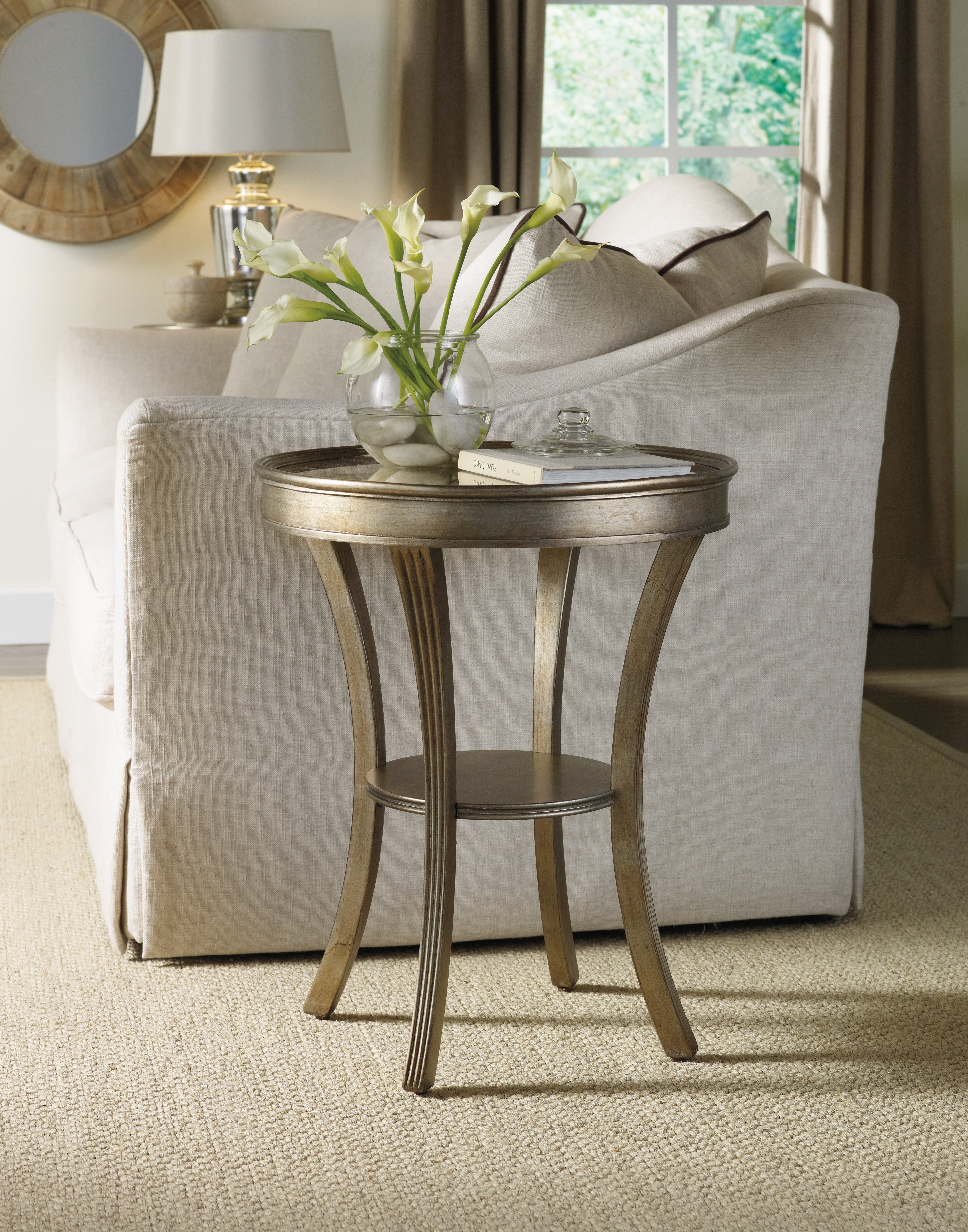Hooker Furniture Sanctuary Round Mirrored Accent Table - Visage in Gold