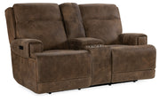 Hooker Furniture Wheeler Console Loveseat with Power Recline & Power Headrest in Brown
