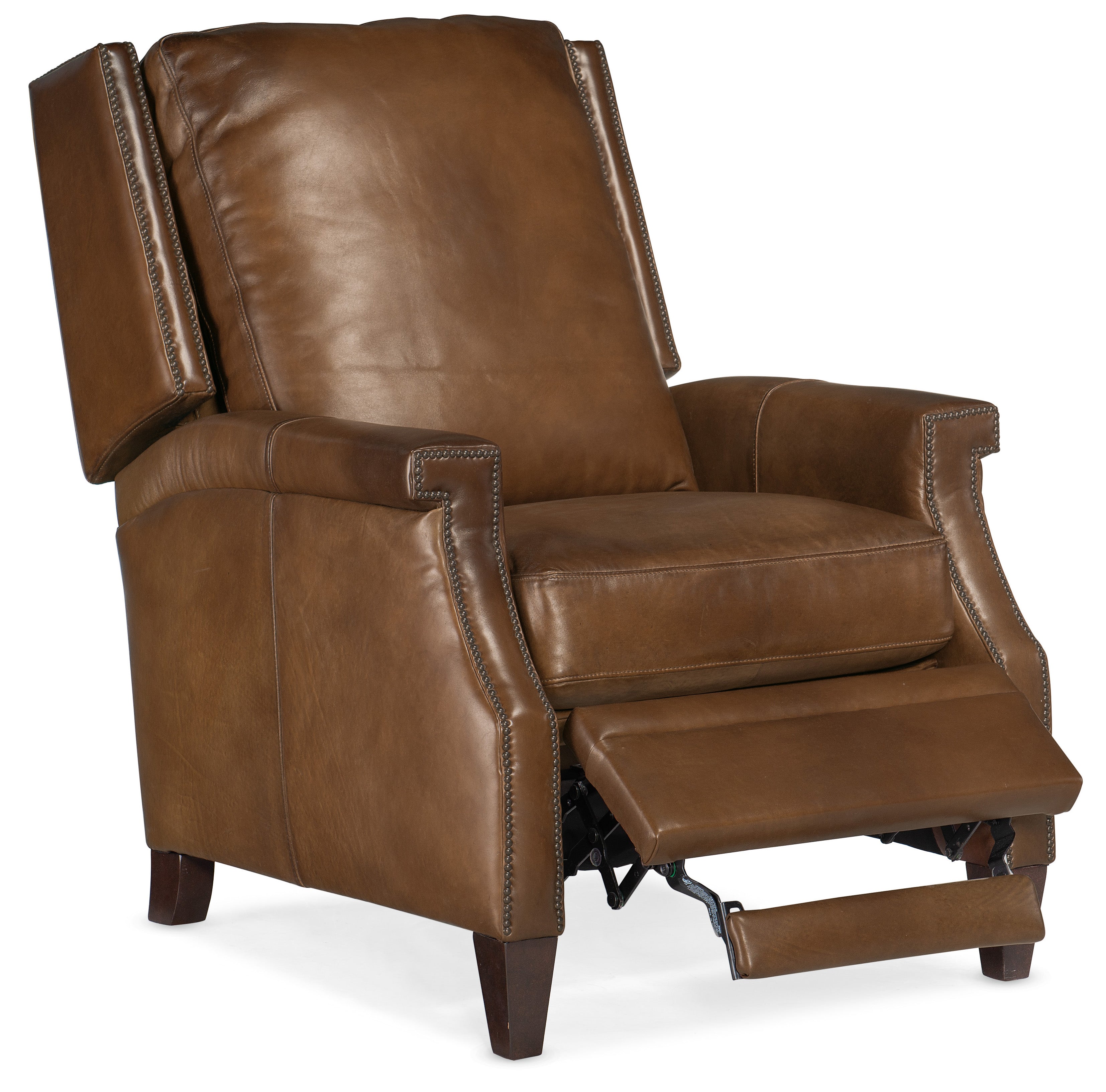 Hooker Furniture Collin Manual Push Back Recliner in Medium Brown