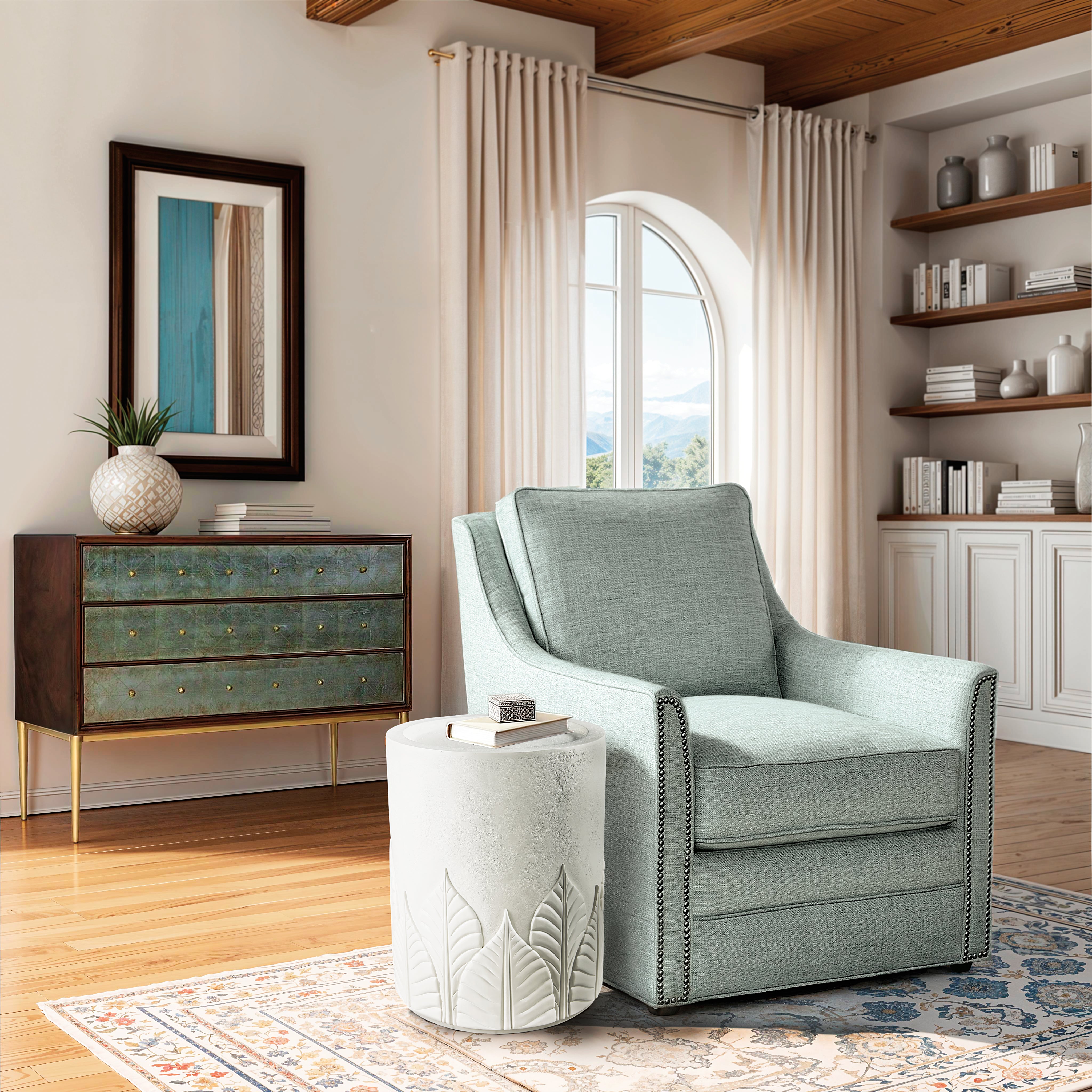 Hooker Furniture Commerce and Market Amelia Round End Table in Whites/Creams/Beiges