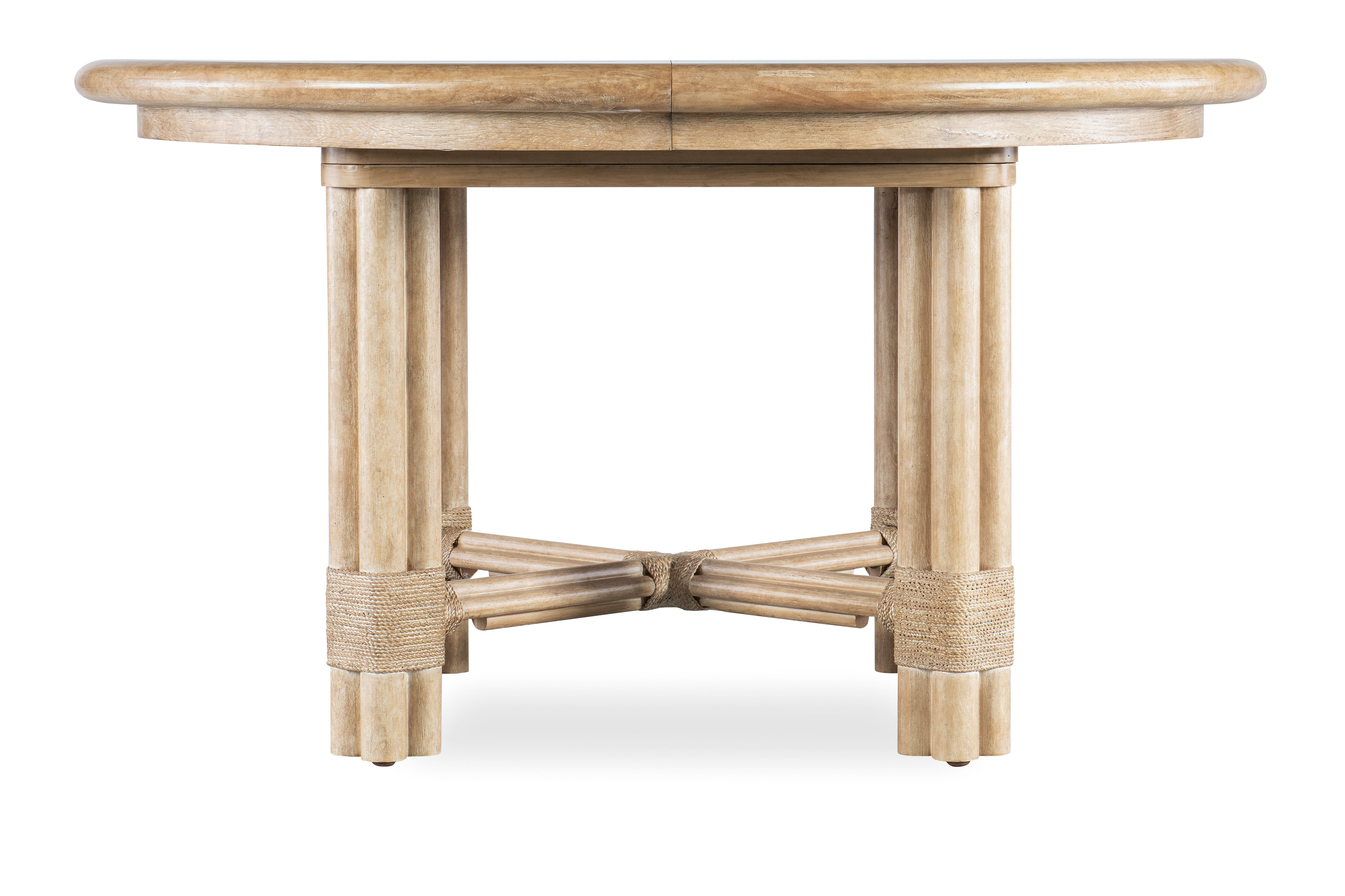 Hooker Furniture Retreat Pole Rattan Round Dining Table with 1-20in Leaf