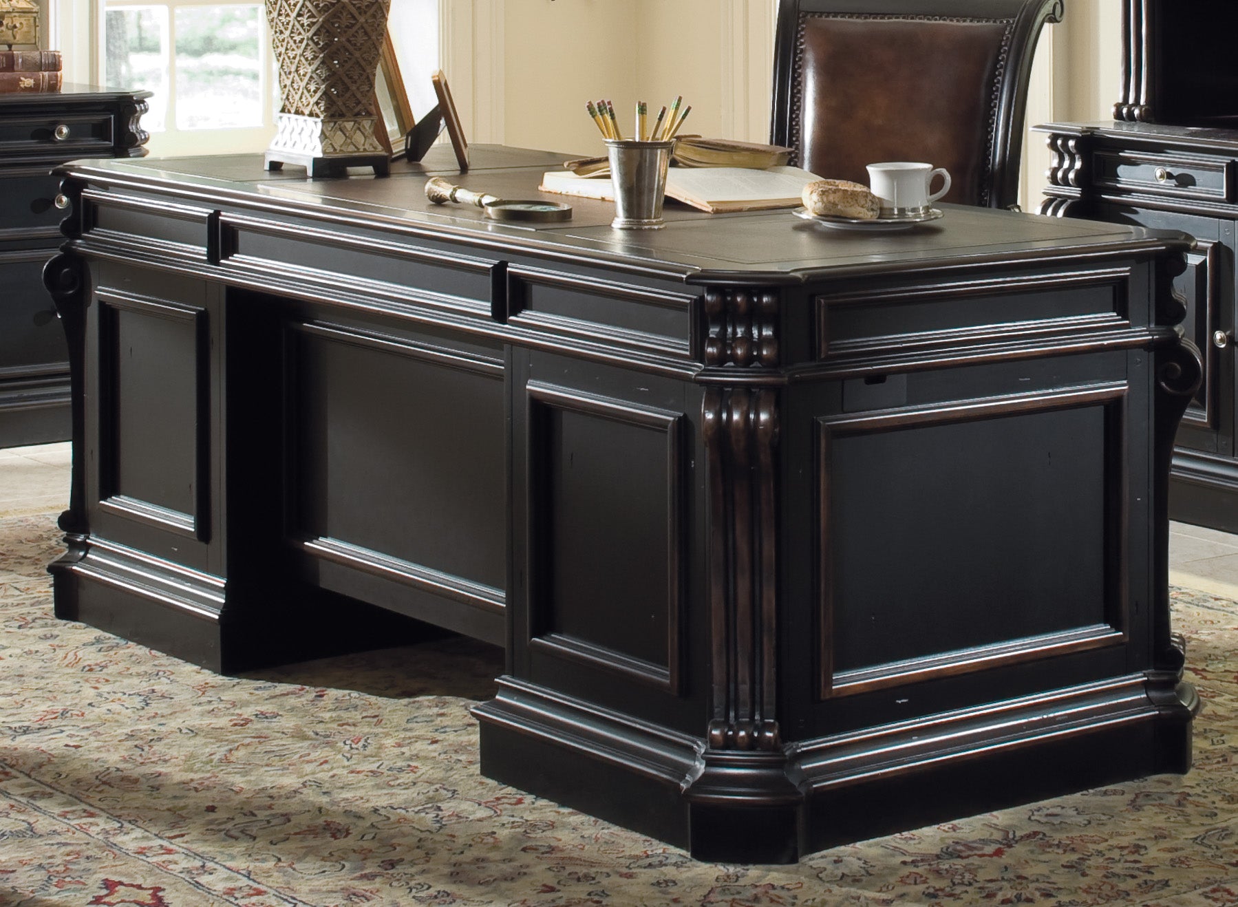 Hooker Furniture Telluride 76'' Executive Desk withWood Panels