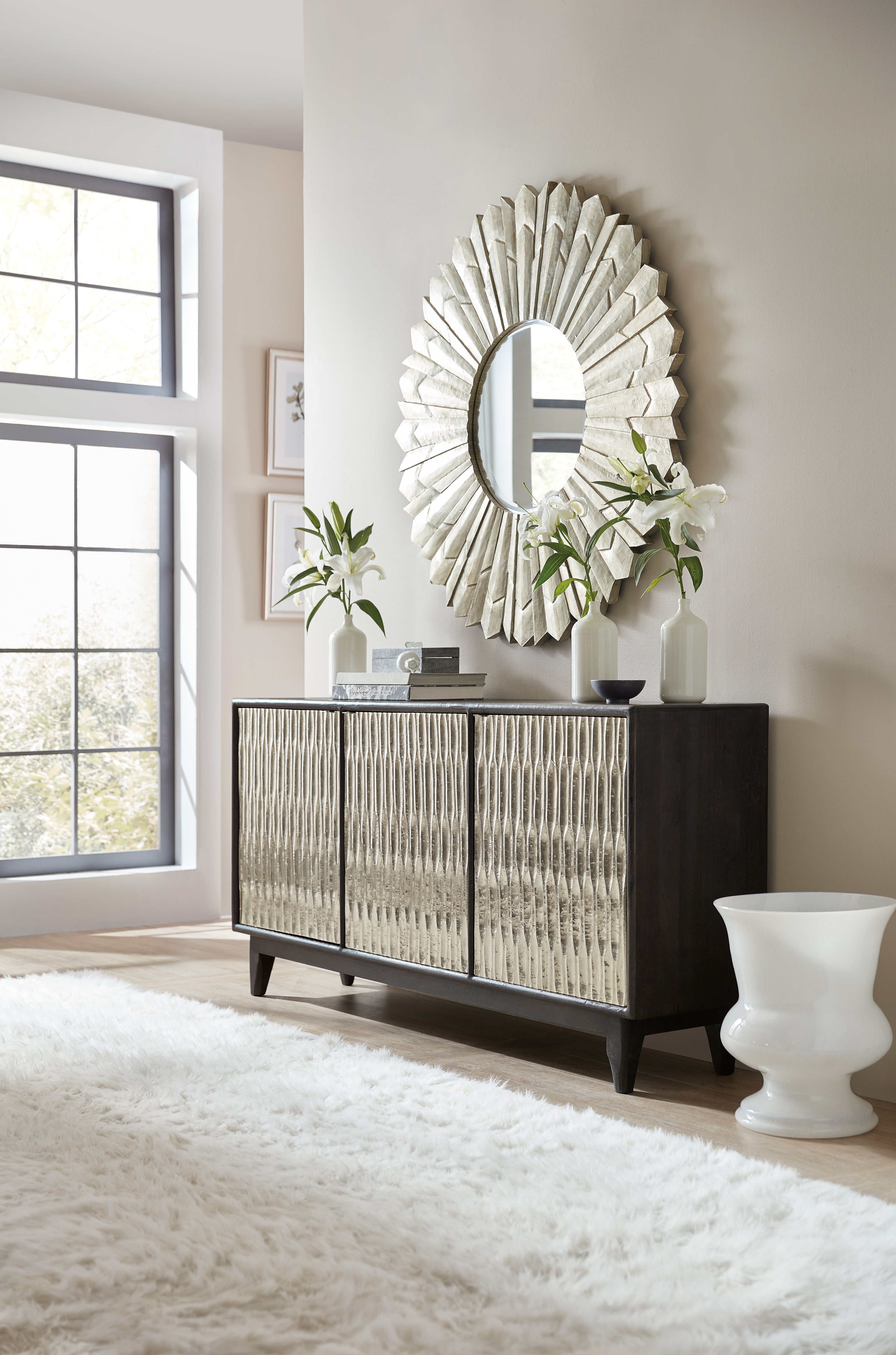 Hooker Furniture Shimmer Three-Door Credenza in Silvers