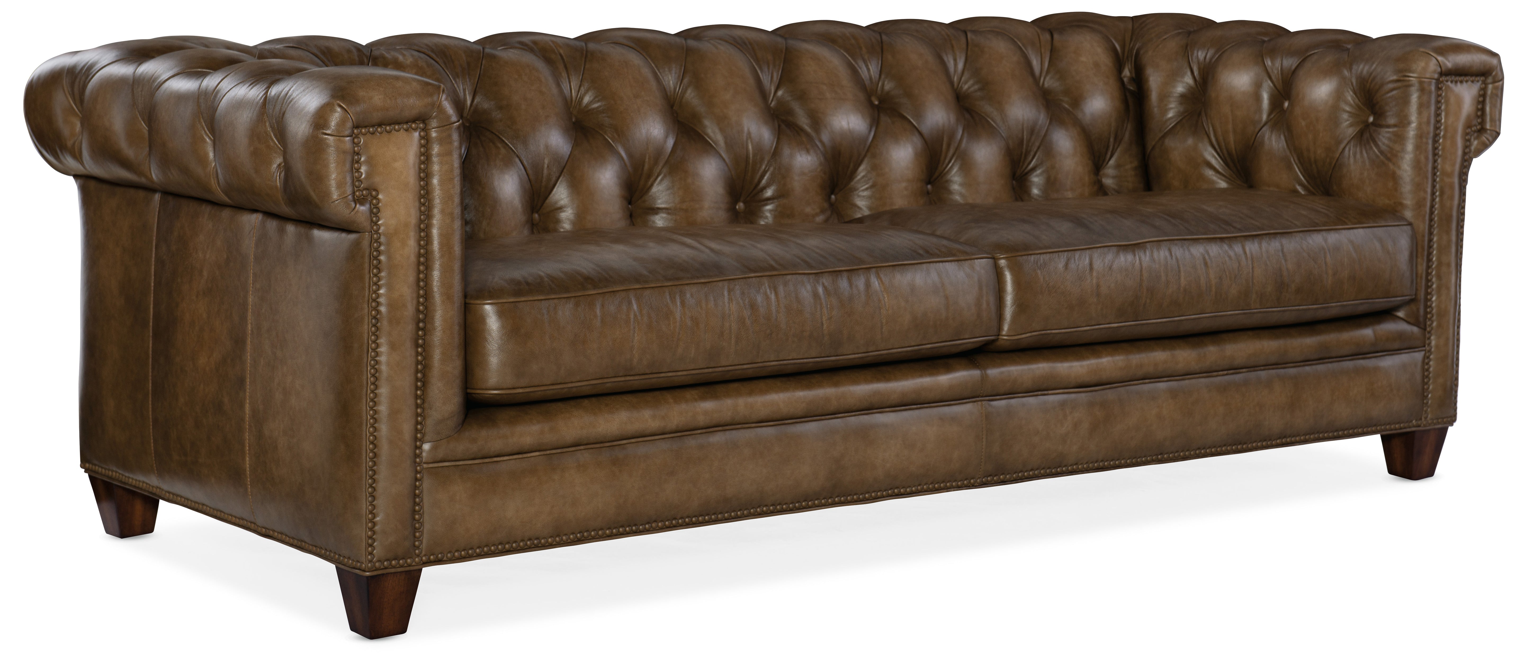 Hooker Furniture Chester Tufted Stationary Sofa in Dark Brown