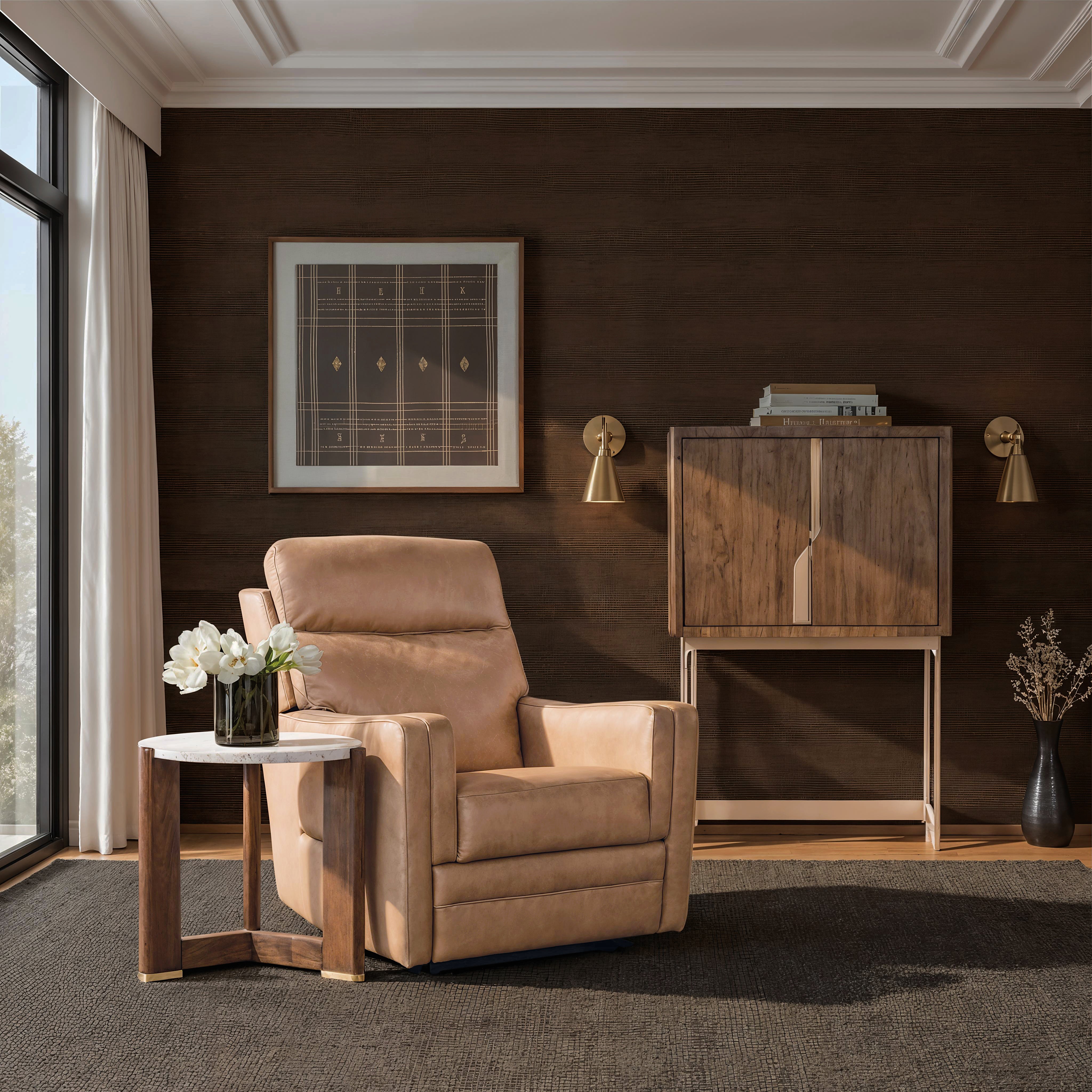 Hooker Furniture Thyme Power Recliner with Power Headrest, Lumbar & Lift in Brown