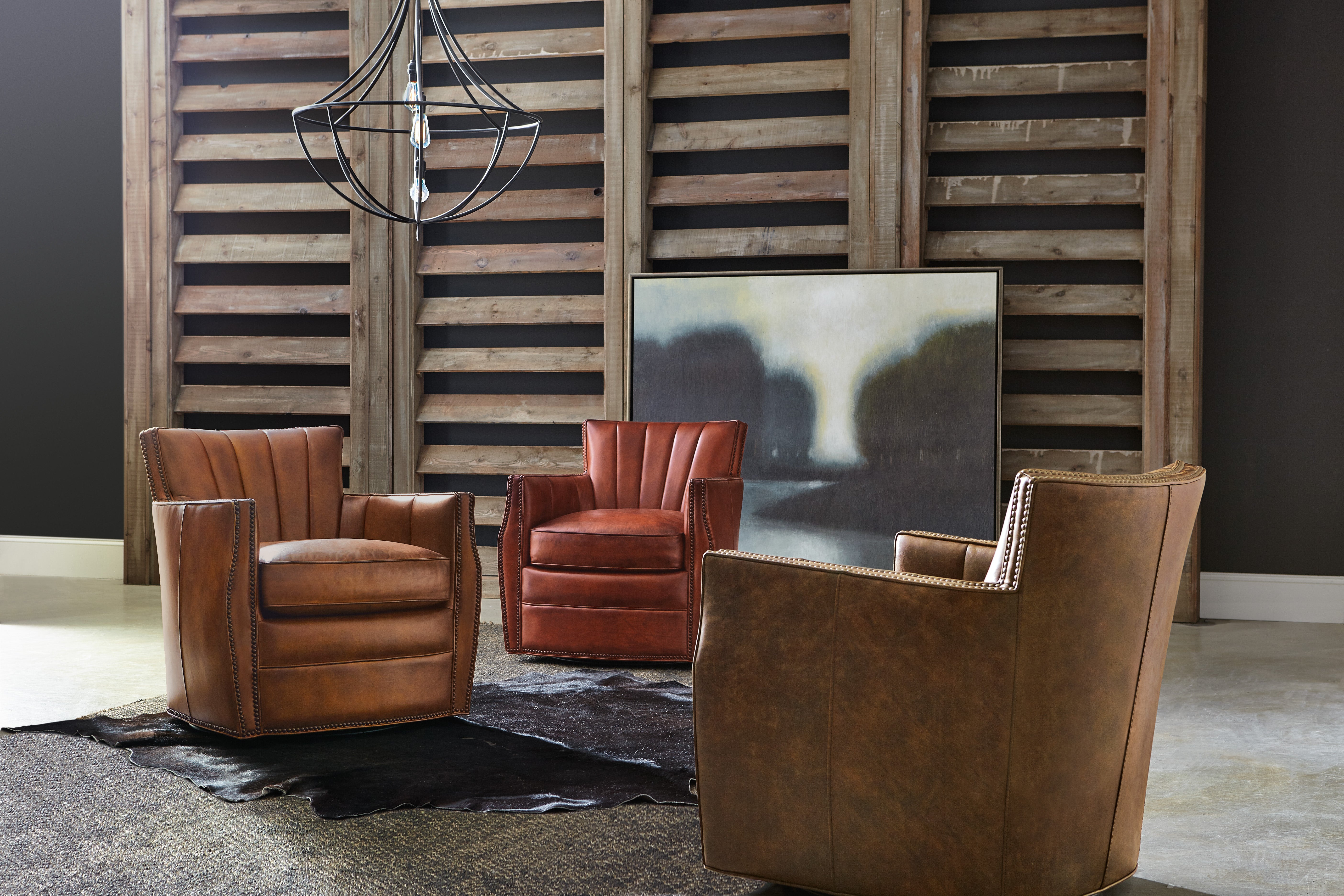 Hooker Furniture Carson Swivel Club Chair in Light Brown