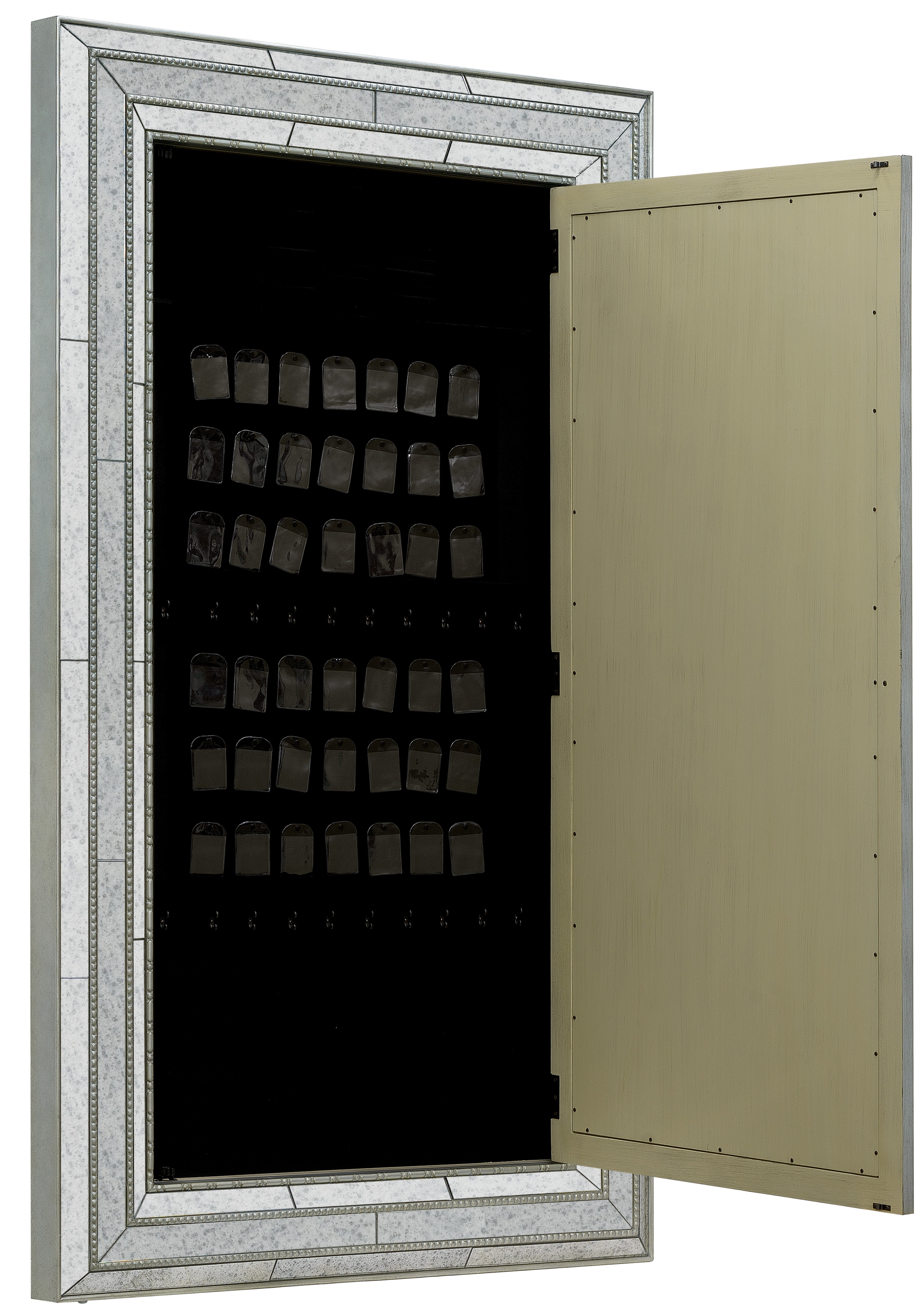 Hooker Furniture Melange Glamour Floor Mirror withJewelry Armoire Storage in Champagne