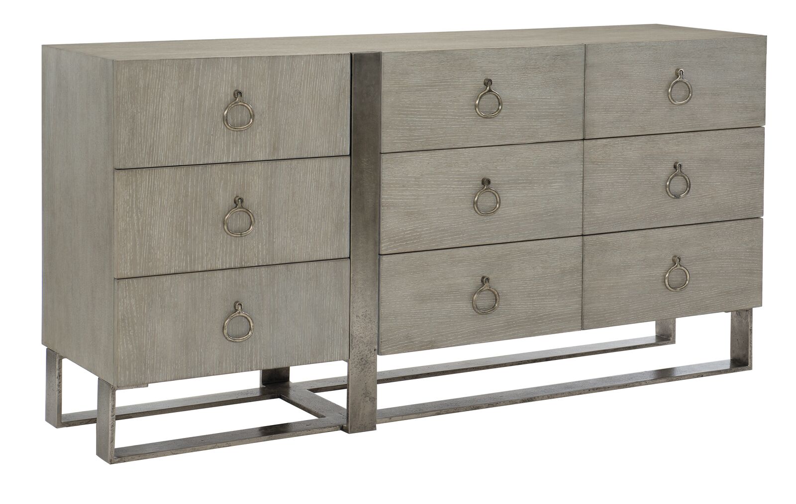 Bernhardt Furniture Linea Nine Drawer Dresser in Cerused Greige