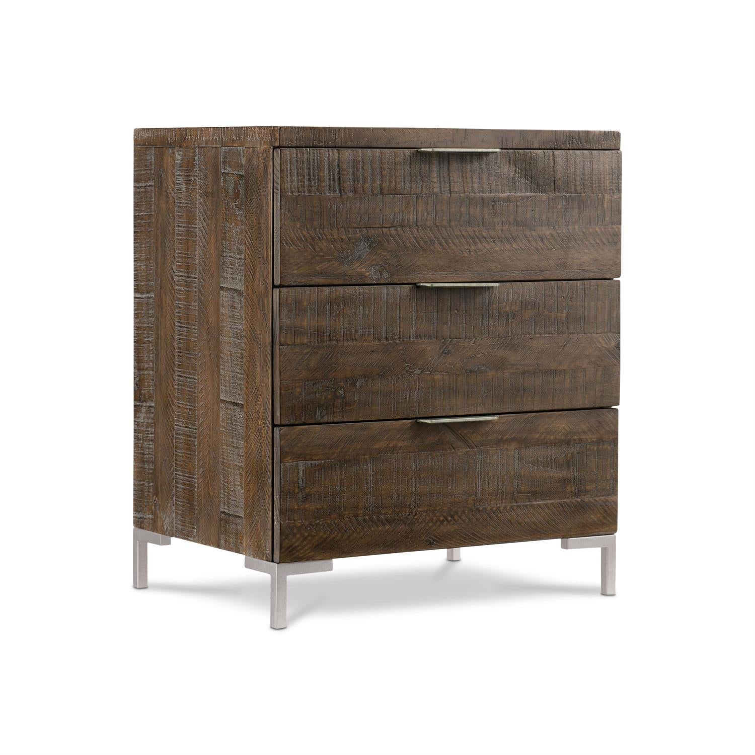 Bernhardt Furniture Logan Sqaure Haines Three Drawer Nightstand in Sable Brown