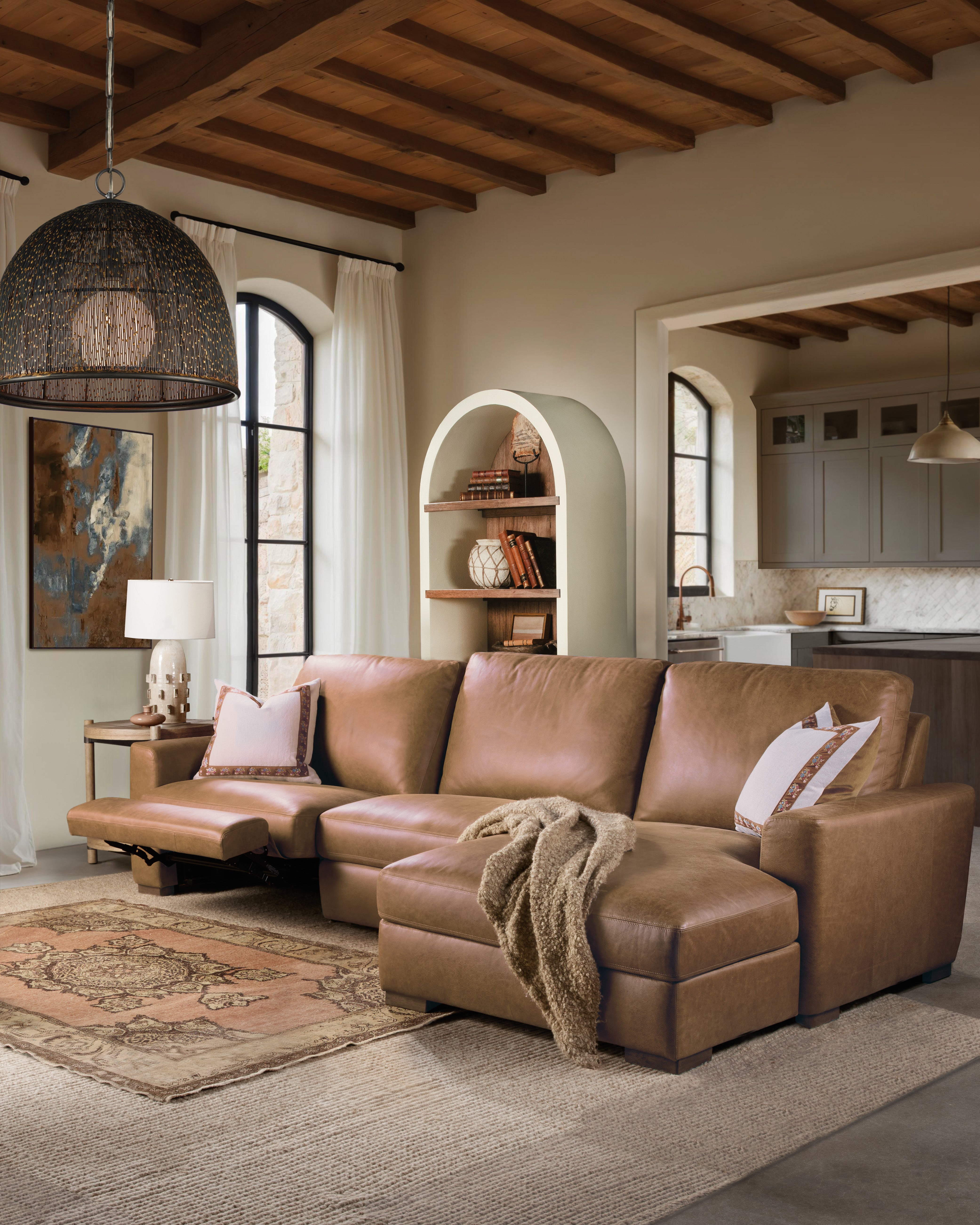 Hooker Furniture Optimus Three-Seat Sectional in Brown
