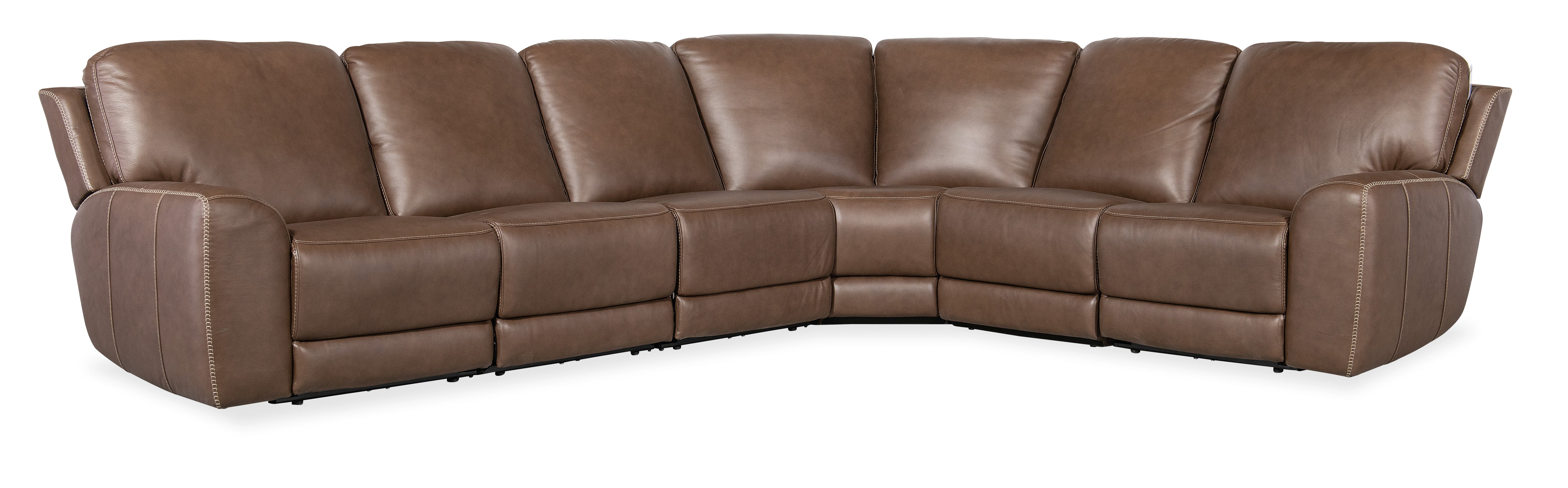 Hooker Furniture Torres 6 Piece Sectional with Power Recline & Power Headrest in Medium Brown