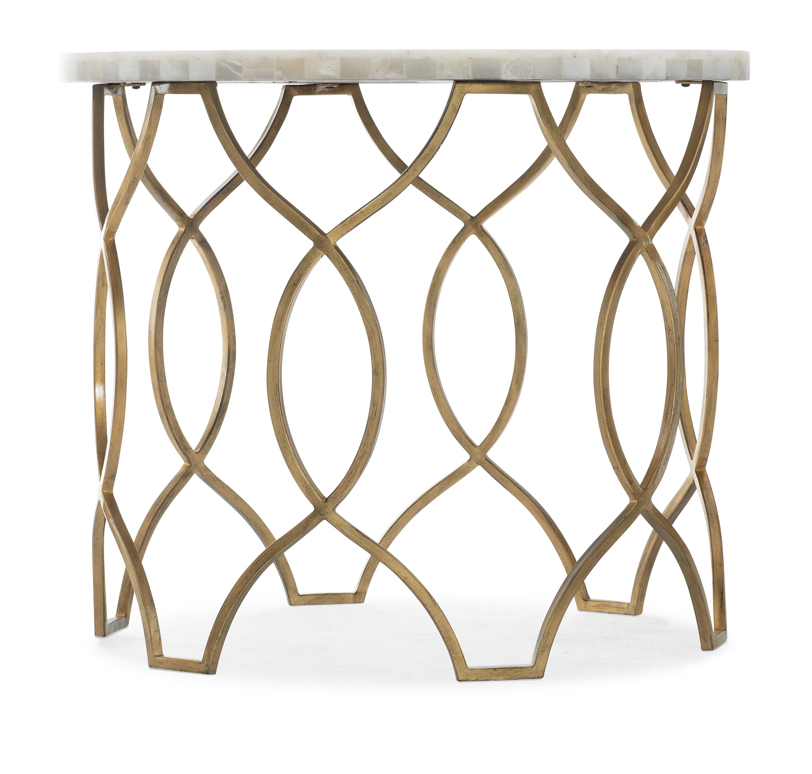 Hooker Furniture Melange Corrina Round Lamp Table in Gold