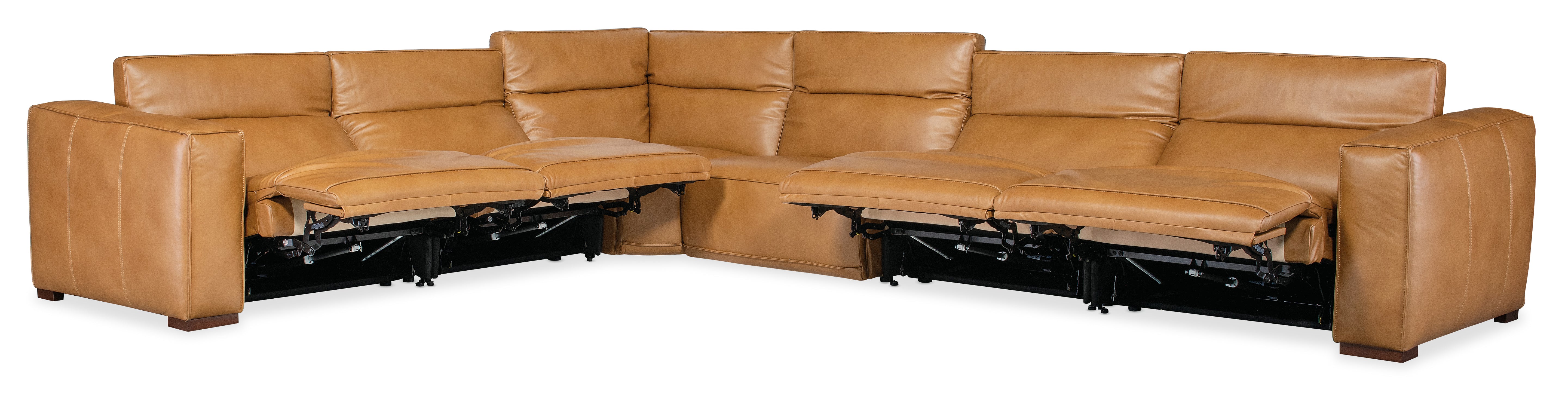 Hooker Furniture Fresco 6 Seat Sectional 4-Power Recline & Power Headrest in Brown