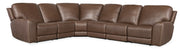 Hooker Furniture Torres 6 Piece Sectional with Power Recline & Power Headrest in Medium Brown