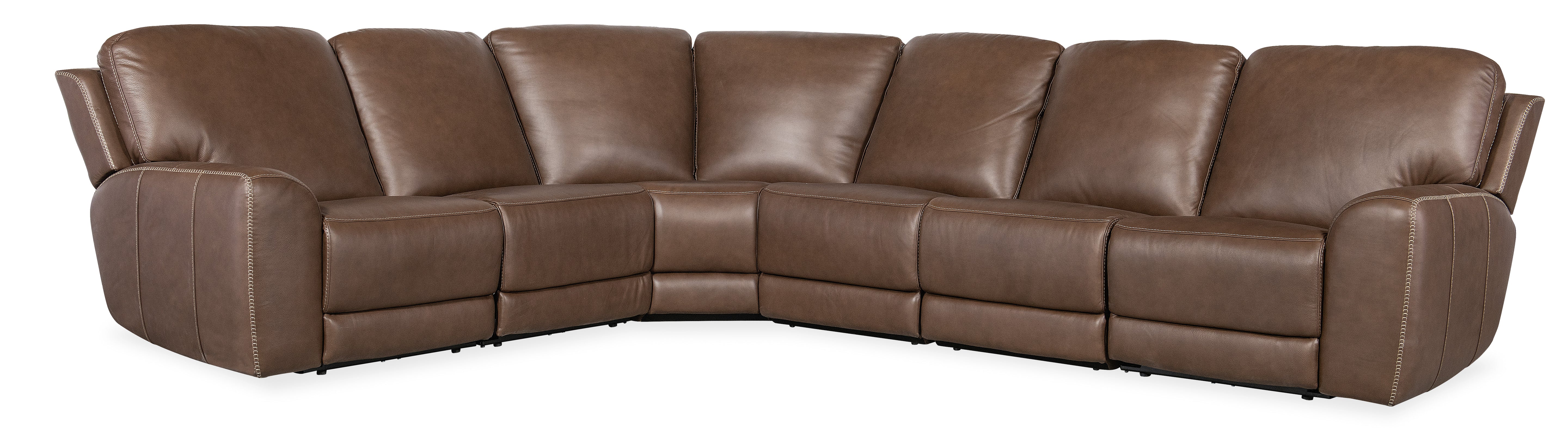 Hooker Furniture Torres 6 Piece Sectional with Power Recline & Power Headrest in Medium Brown