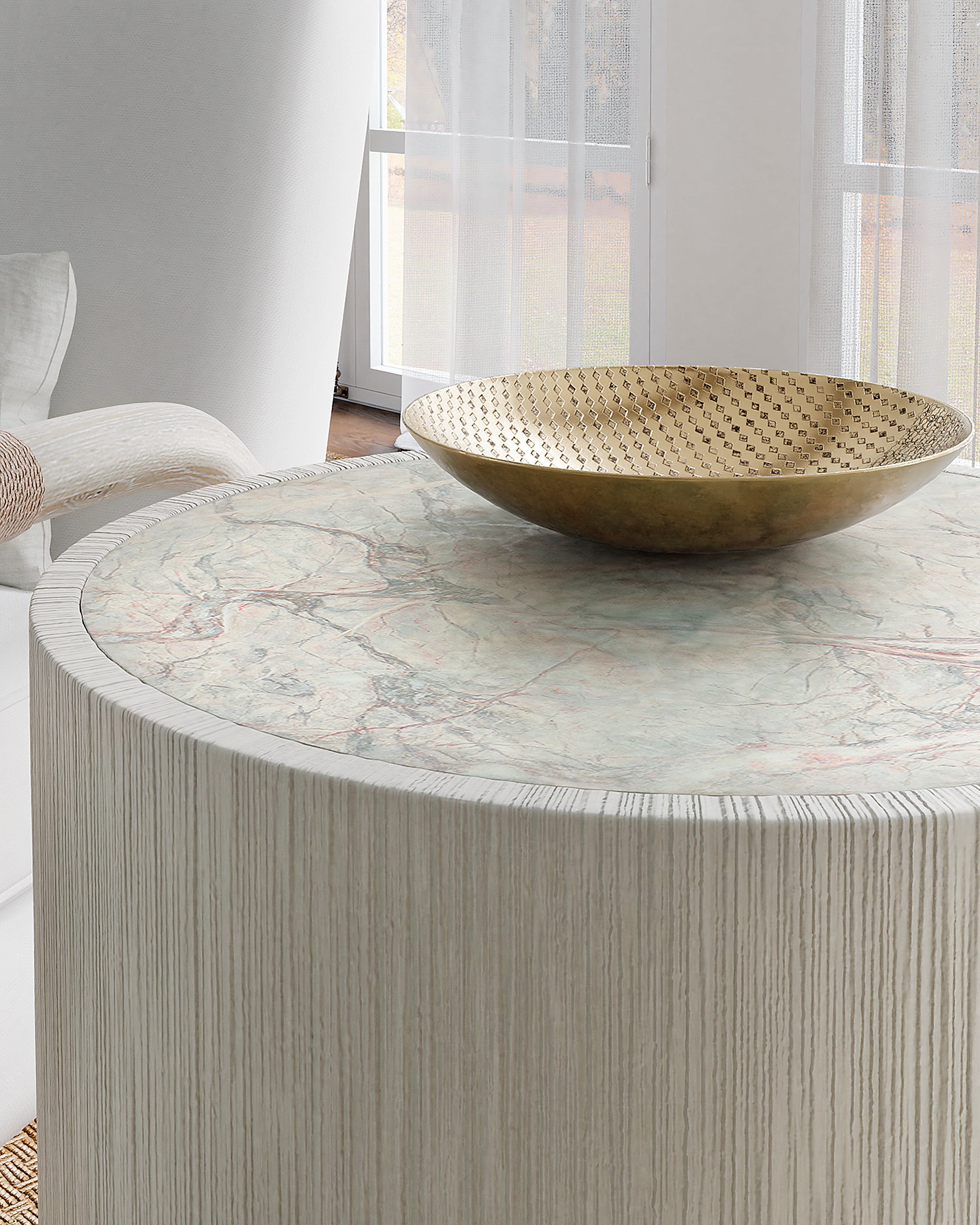 Hooker Furniture Serenity Swale Round Side Table in Gray