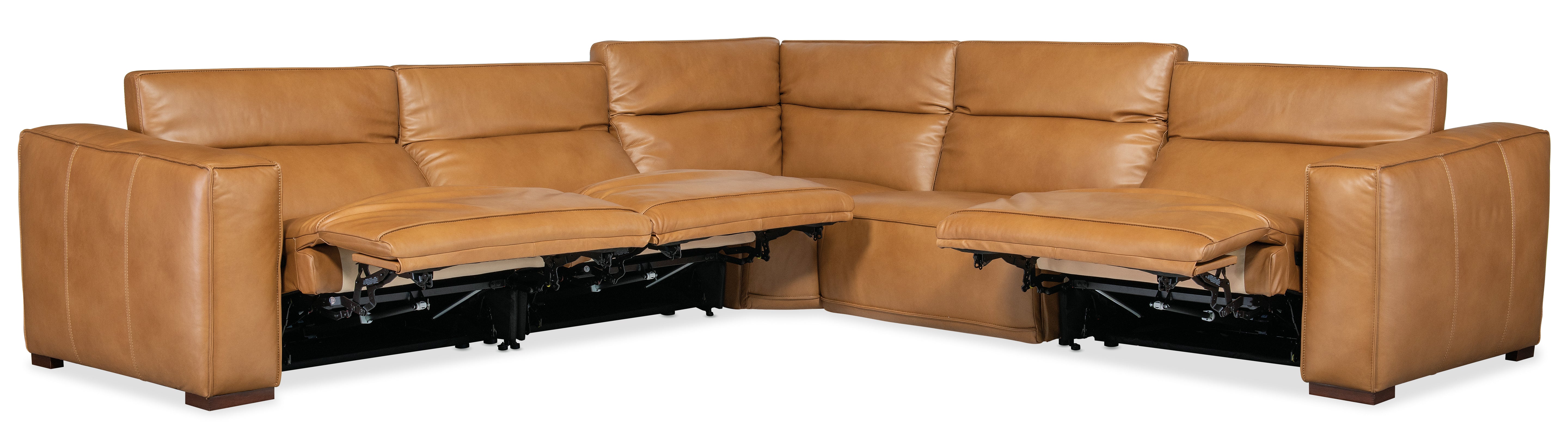 Hooker Furniture Fresco 5 Seat Sectional 4-Power Recline & Power Headrest in Brown