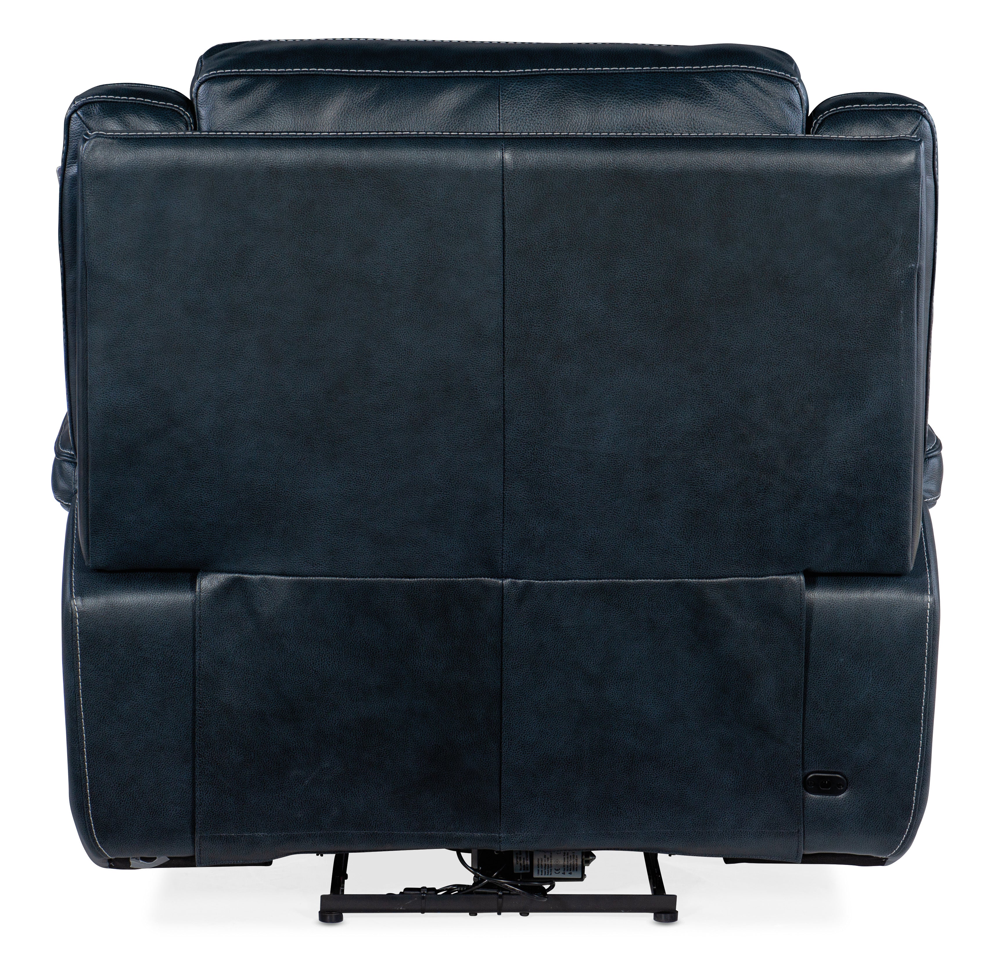 Hooker Furniture Montel Lay Flat Power Recliner with Power Headrest & Lumbar in Dark Blue