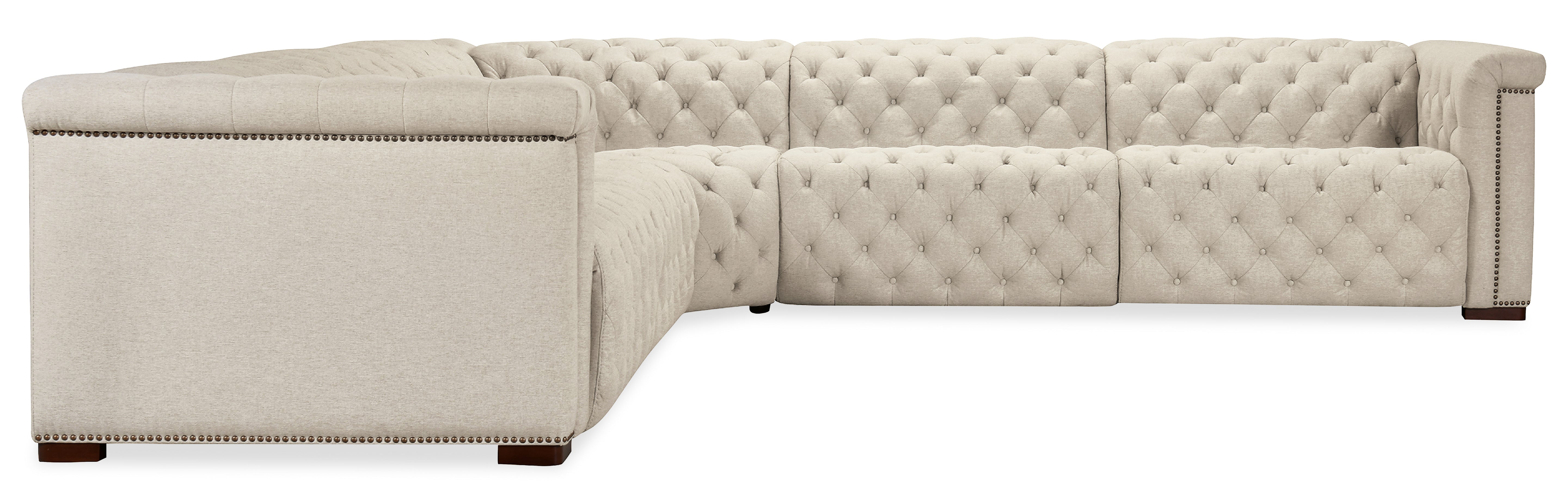 Hooker Furniture Savion Deux 5 Seat Sectional with Four Power Recliners and Six Power Headrests in Beige