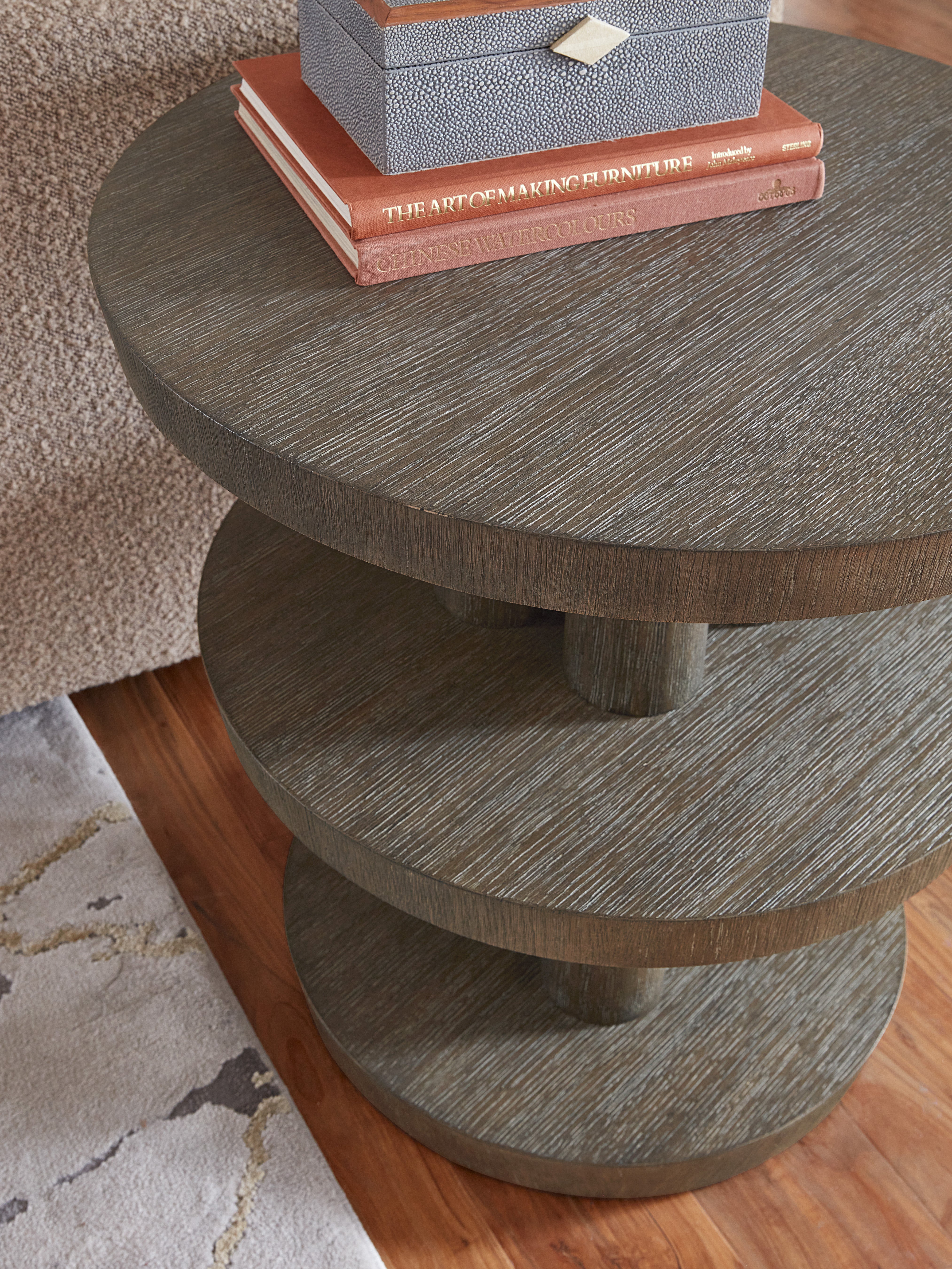 Hooker Furniture Modern Mood Round Side Table in Medium Brown