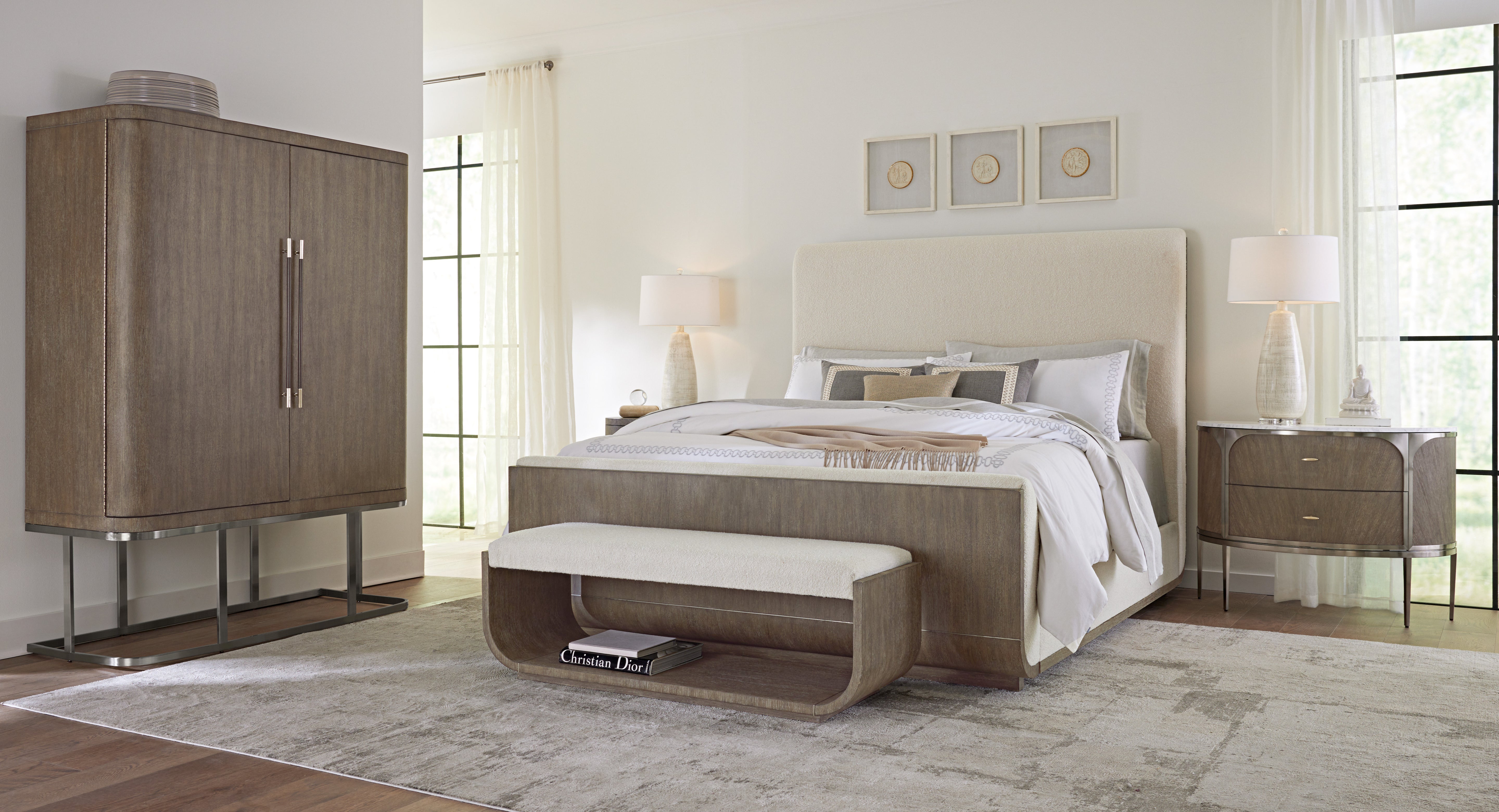 Hooker Furniture Modern Mood Upholstered Panel Bed in Dark Wood
