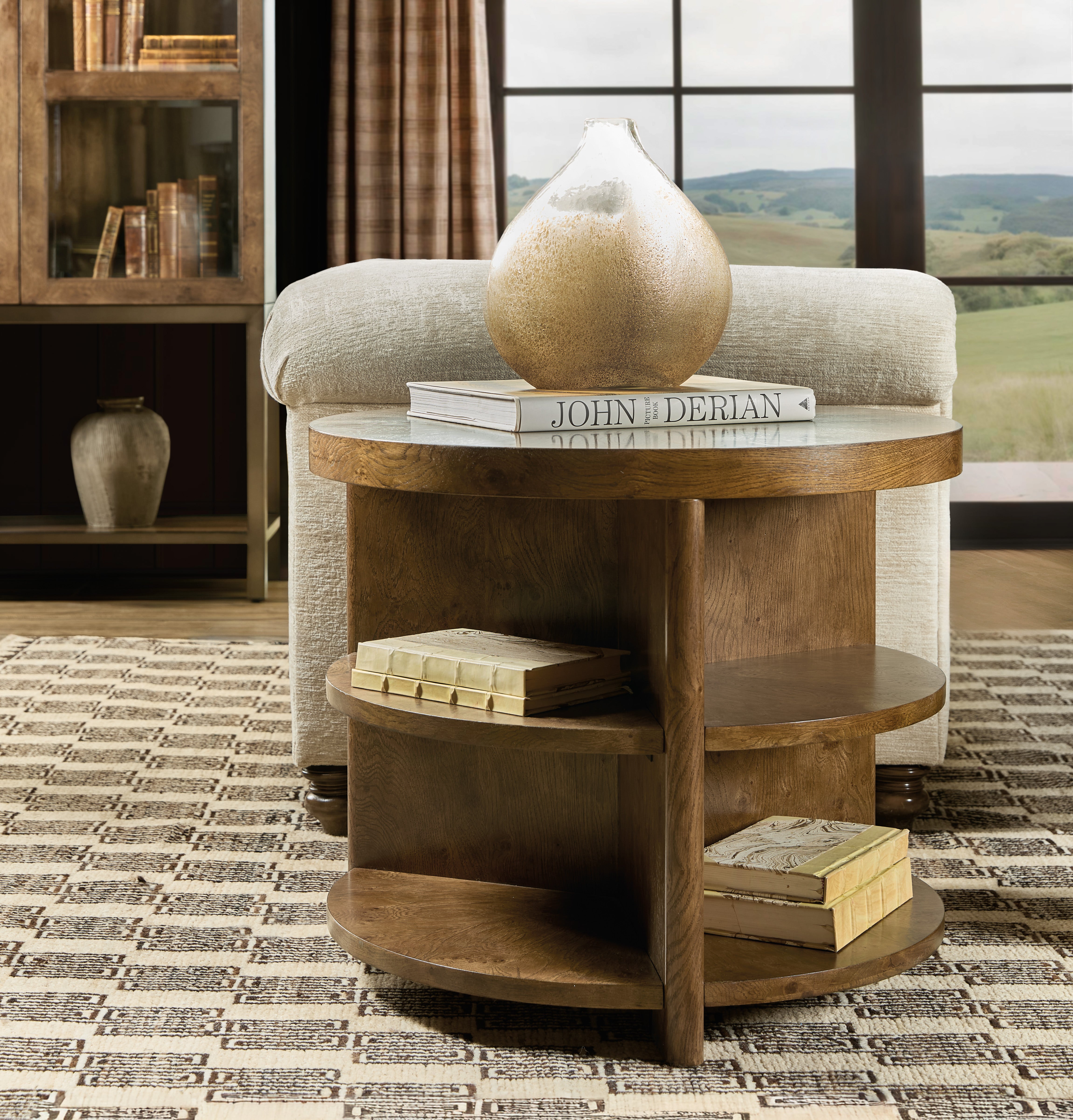 Hooker Furniture Melange Mulholland Round End Table in Medium Wood