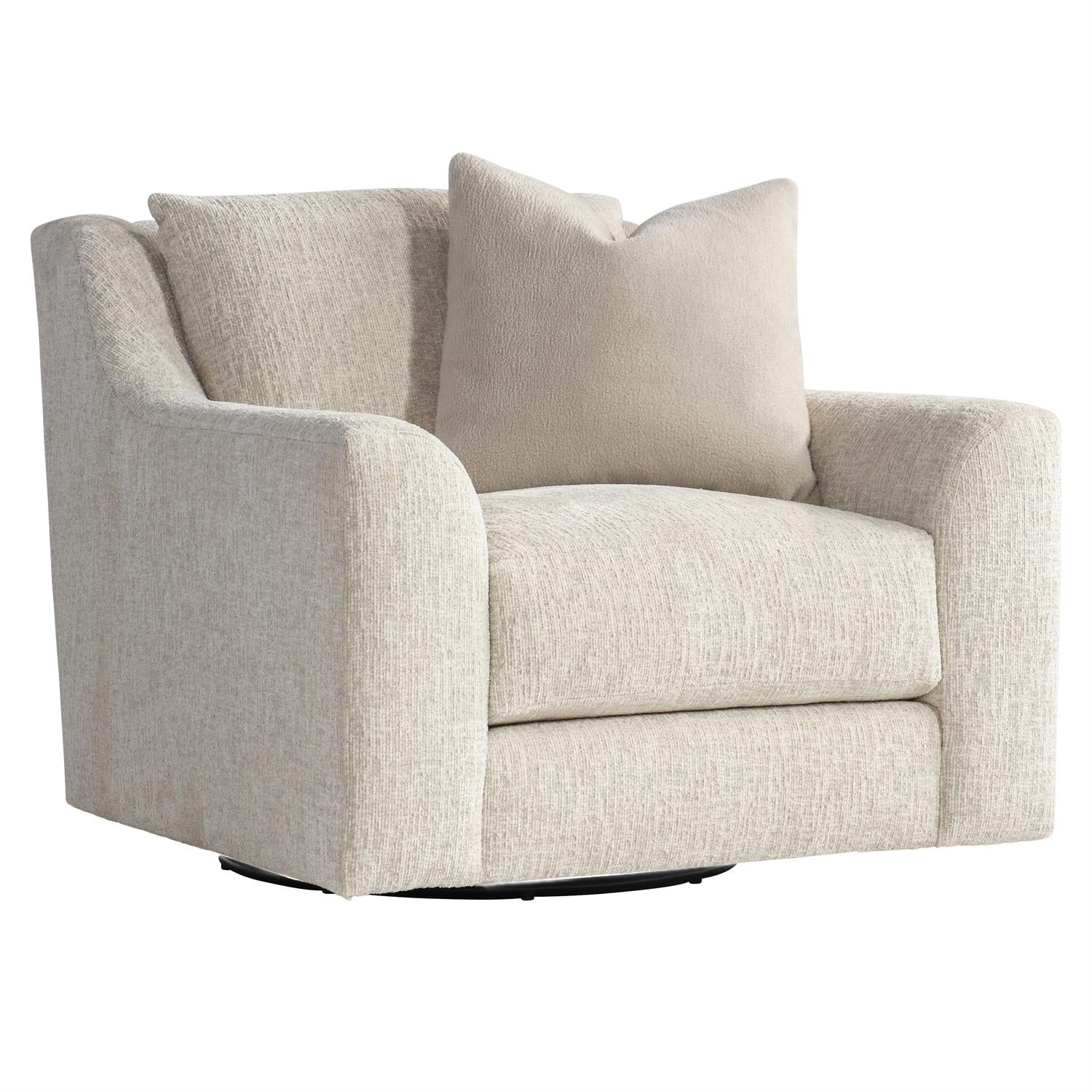 Bernhardt Furniture Plush Gabi Fabric Swivel Chair Express Ship in Ivory