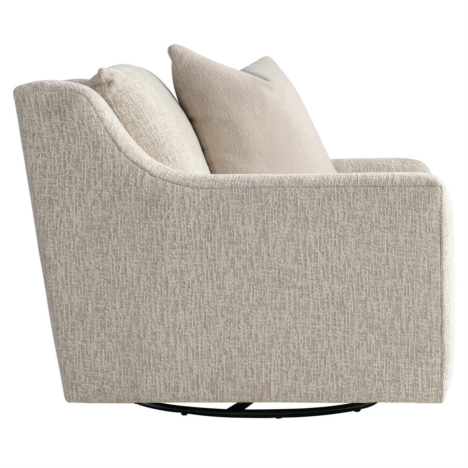 Bernhardt Furniture Plush Gabi Fabric Swivel Chair Express Ship in Ivory
