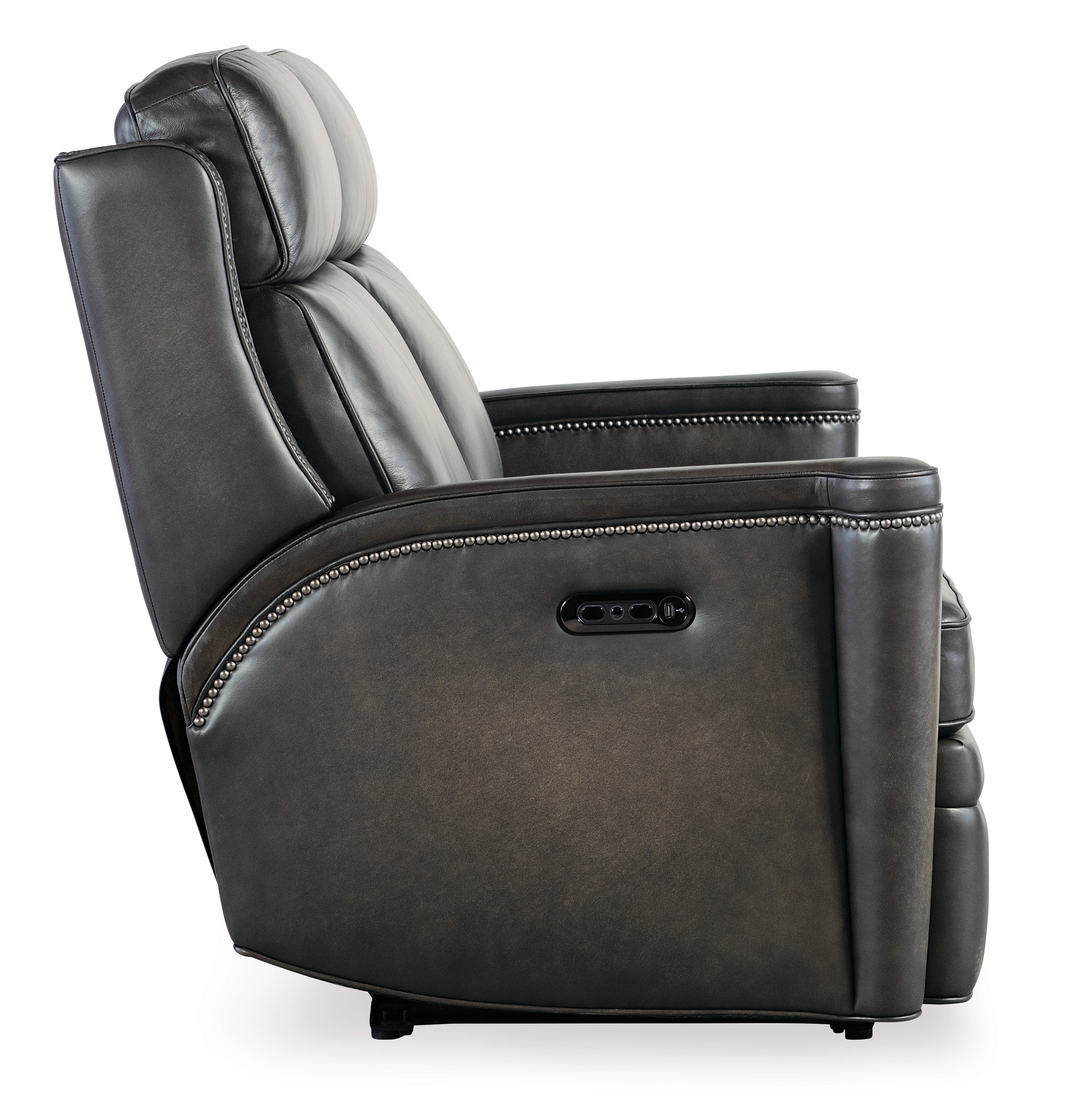 Hooker Furniture Hamilton Power Loveseat with Power Headrest in Grey
