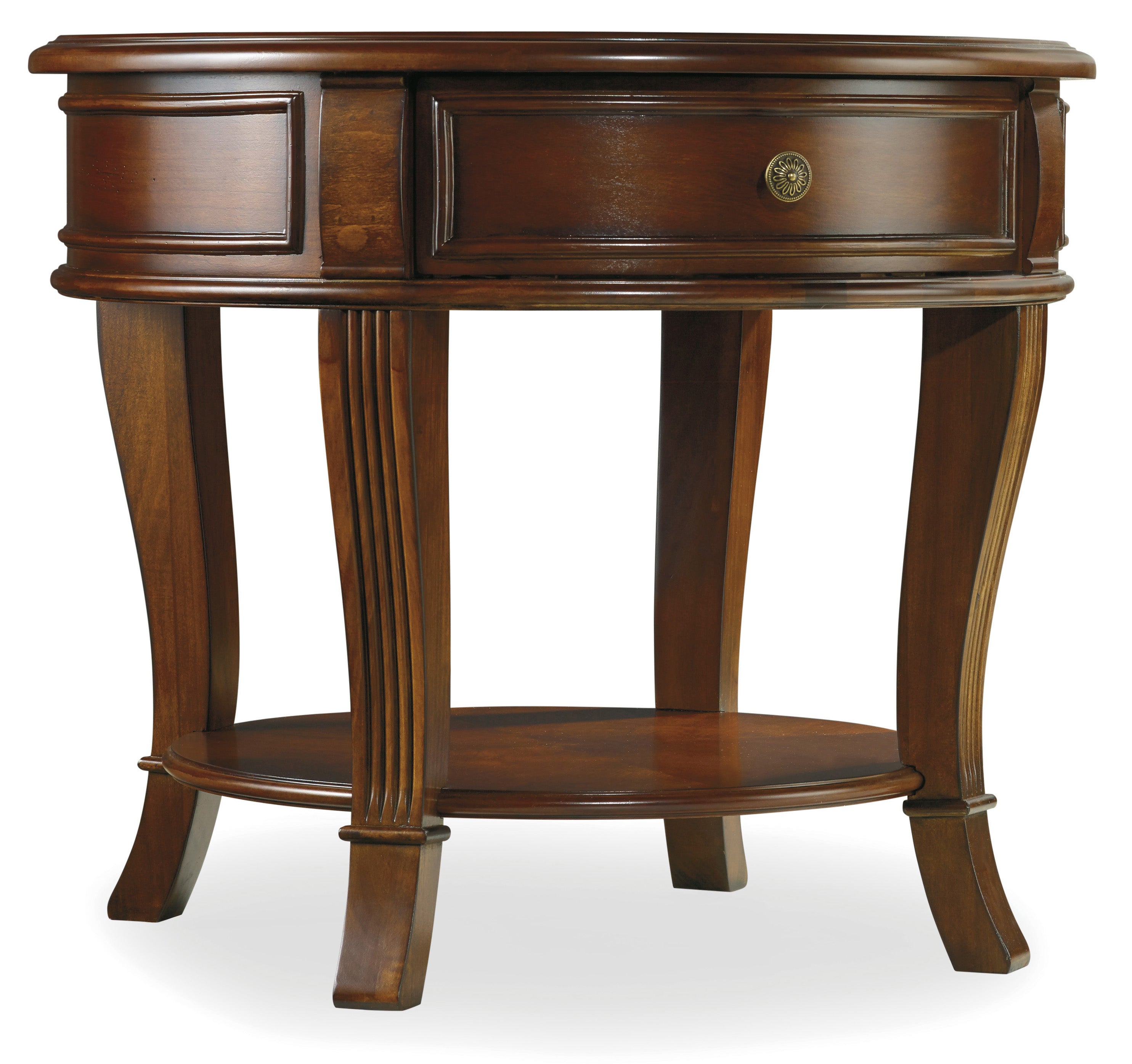 Hooker Furniture Brookhaven Round Lamp Table in Medium Brown