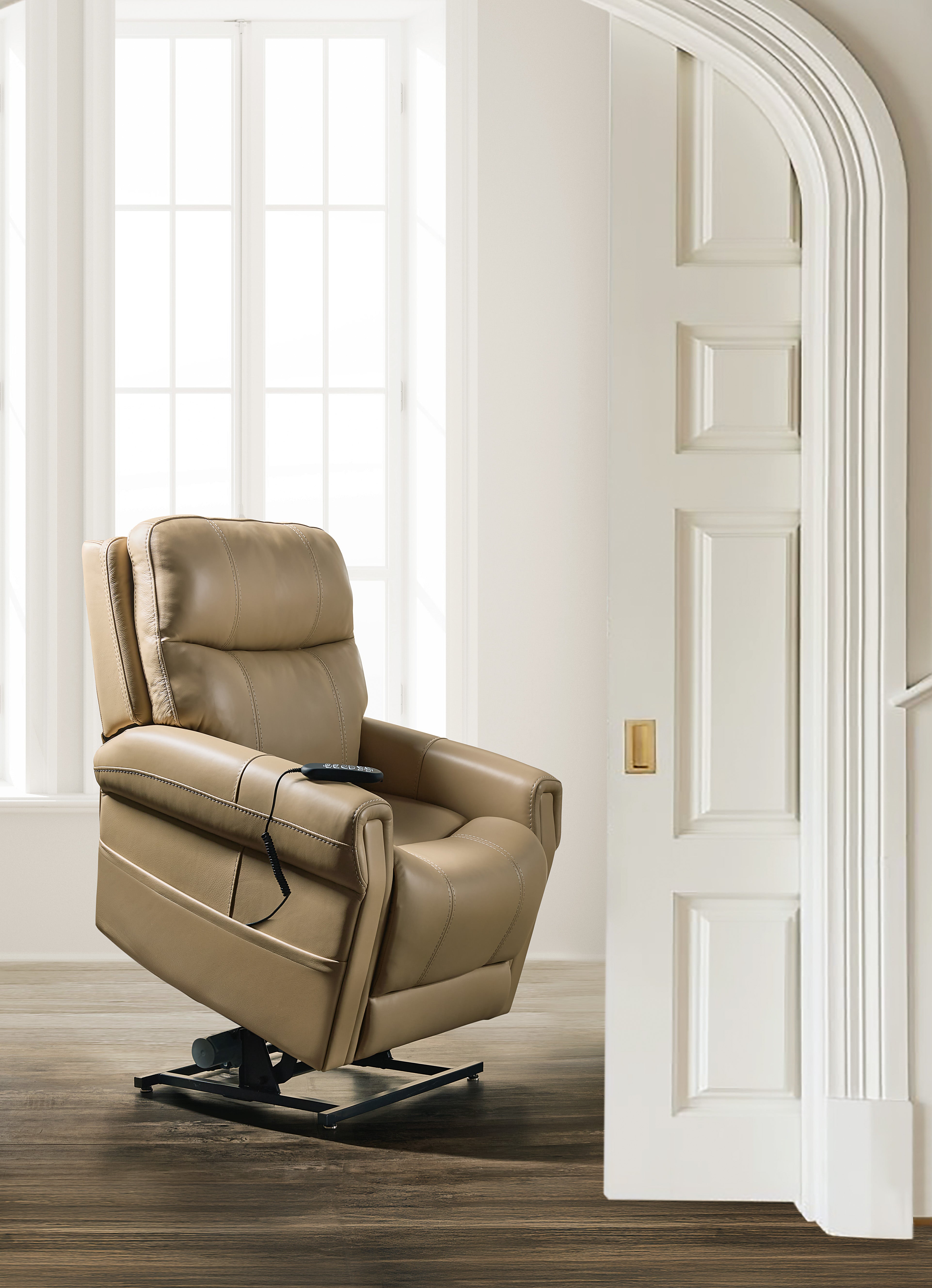 Hooker Furniture Carroll Power Recliner with Power Headrest, Lumbar & Lift in Beige