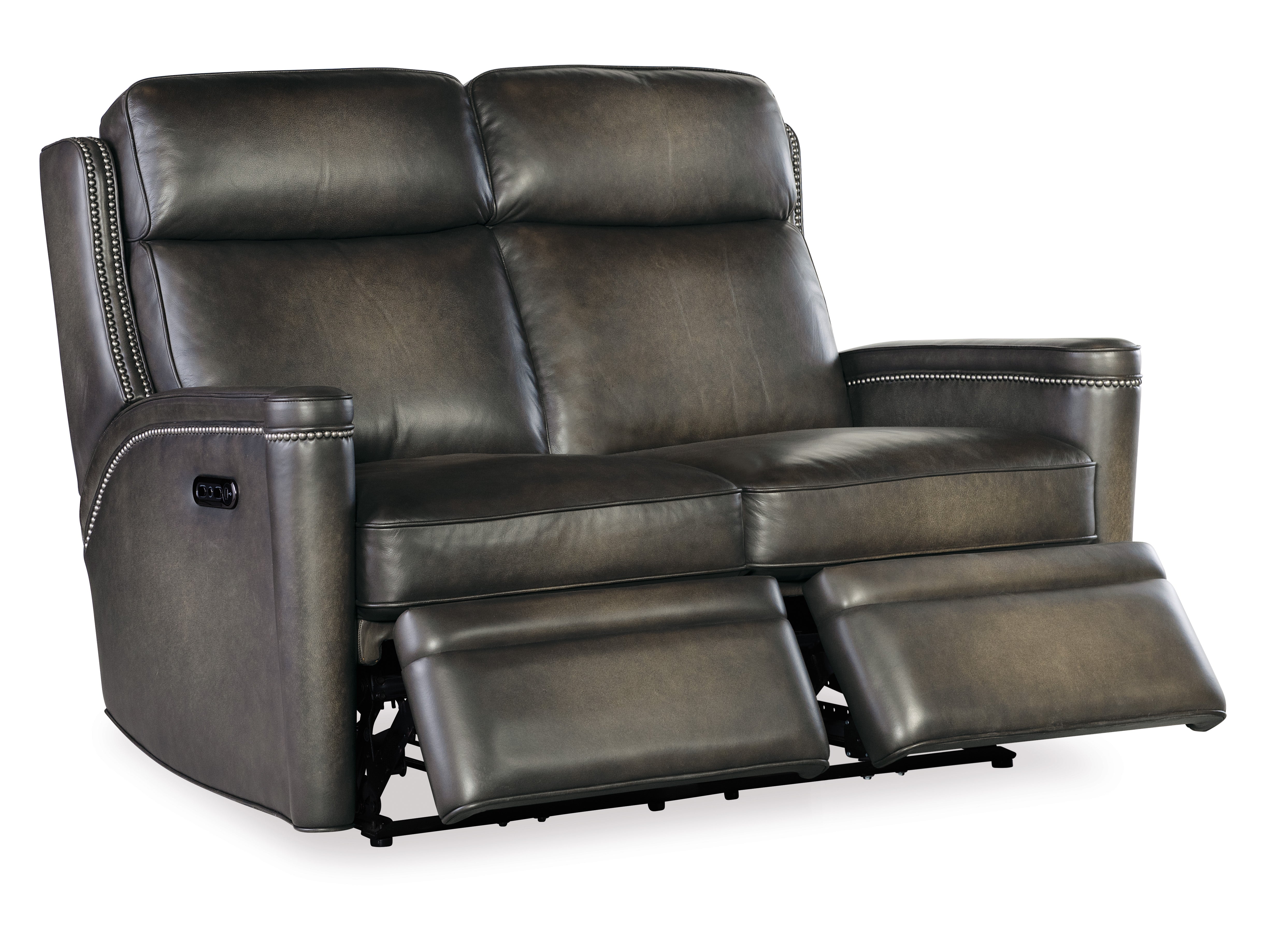 Hooker Furniture Hamilton Power Loveseat with Power Headrest in Grey