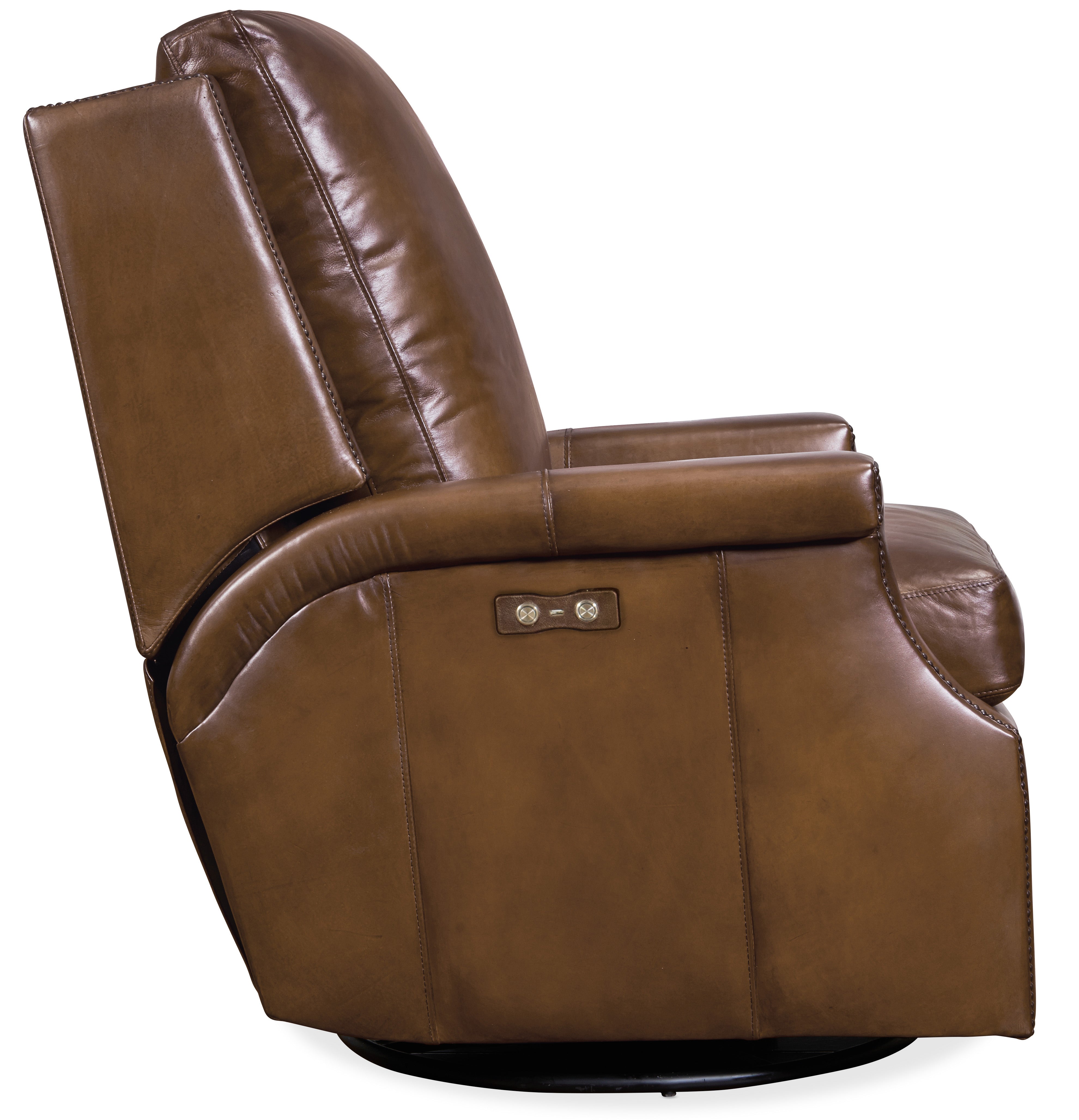 Hooker Furniture Collin Power Swivel Glider Recliner in Medium Brown