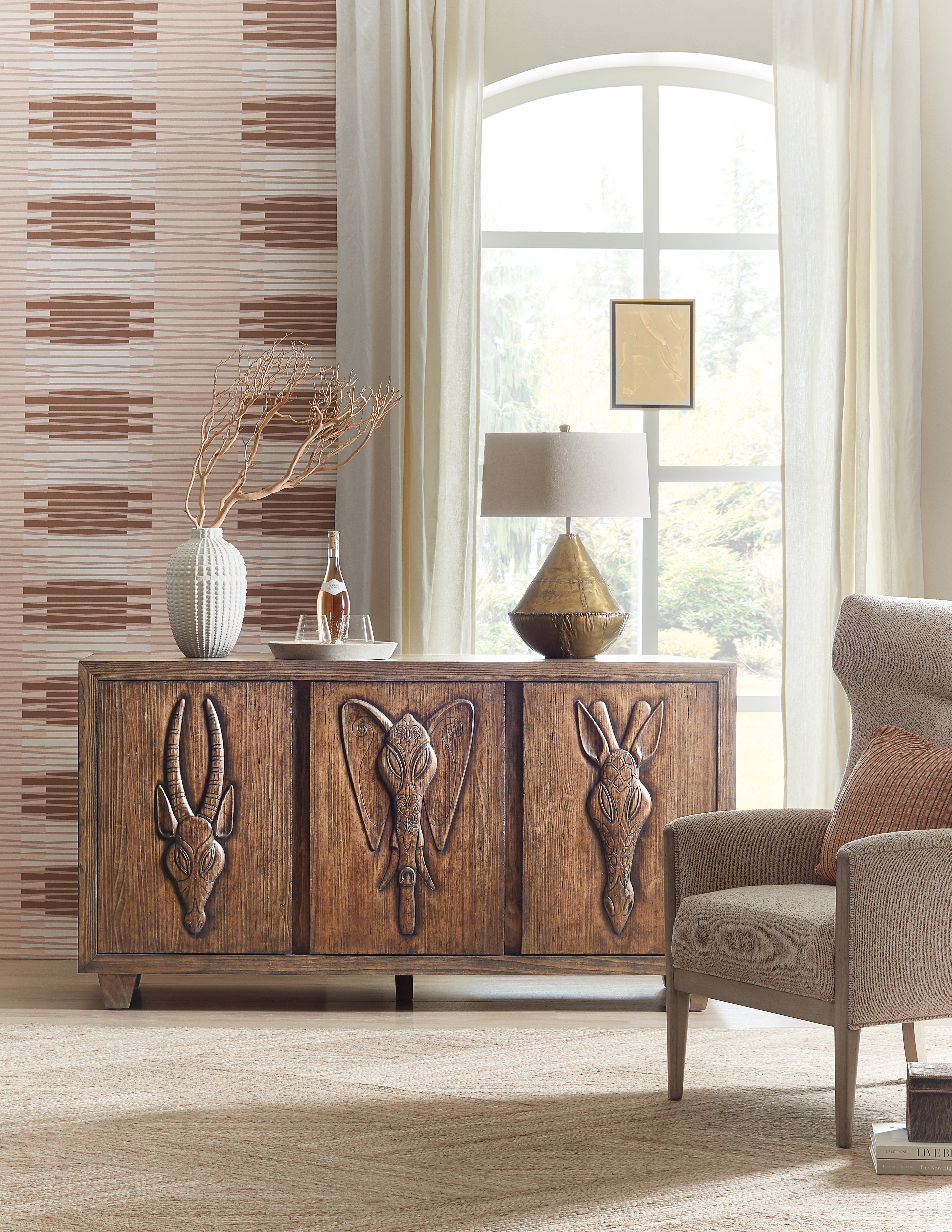 Hooker Furniture Commerce & Market Safari Credenza in Medium Wood