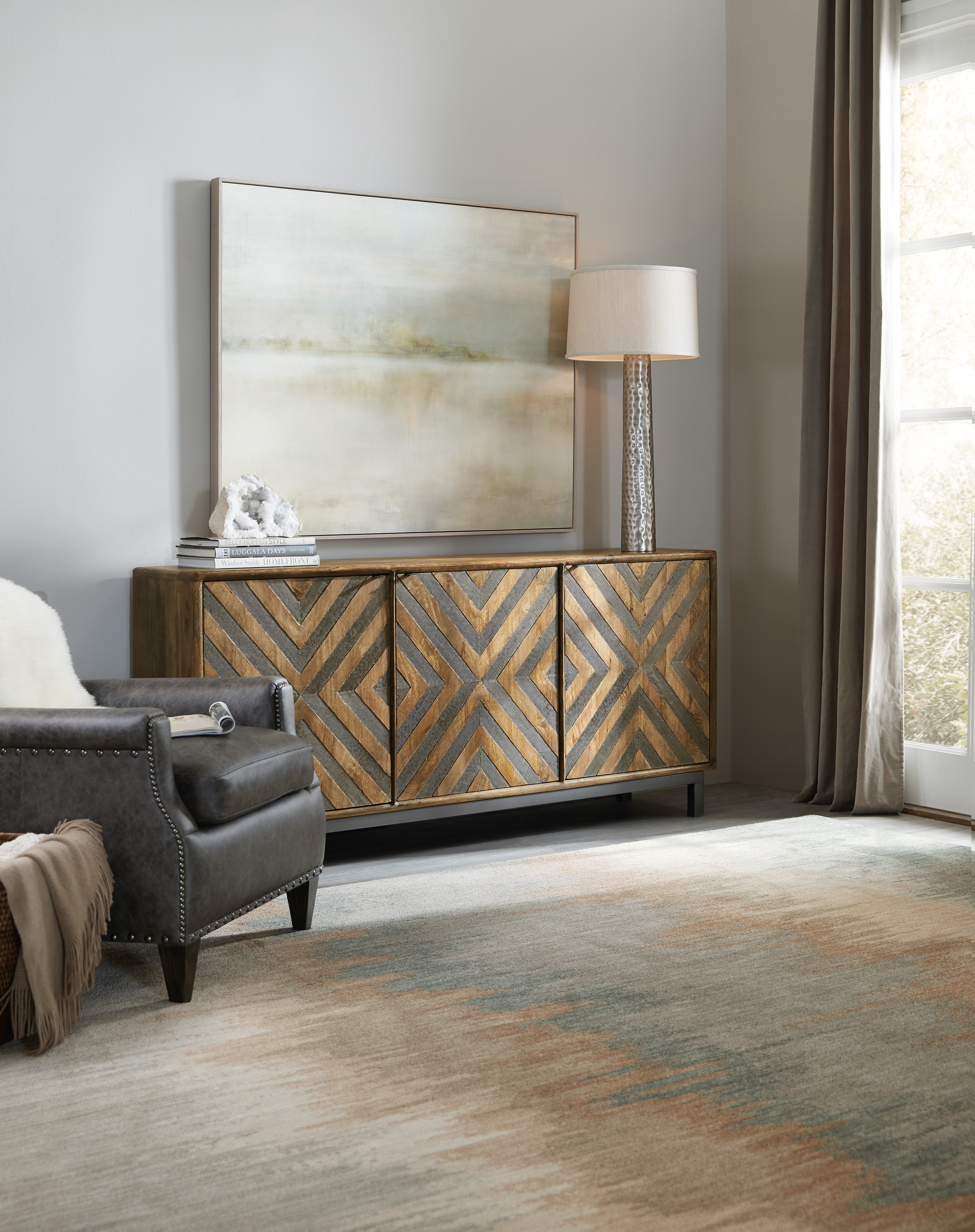 Hooker Furniture Serramonte 69in Entertainment/Accent Console in Medium Brown