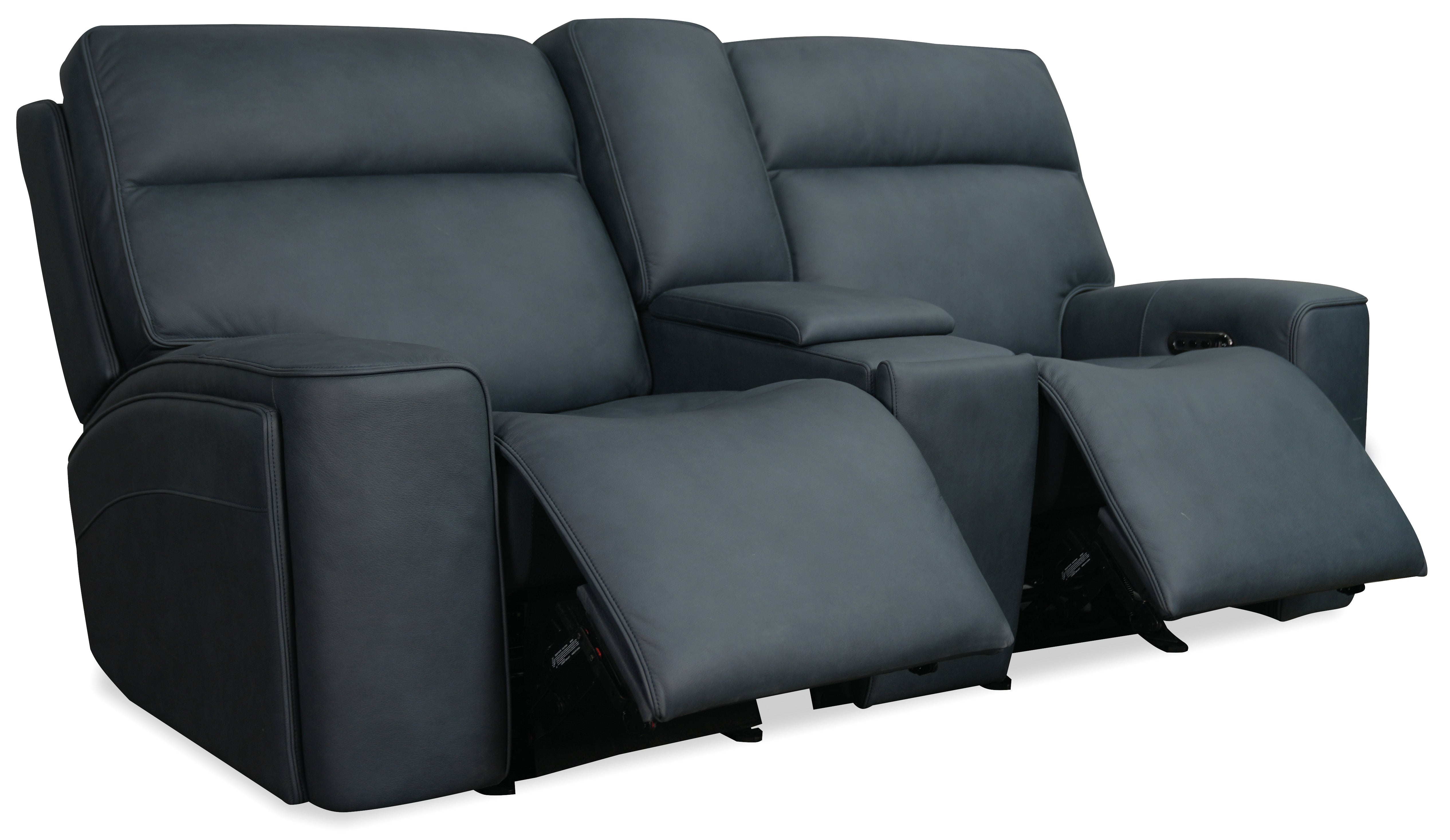 Hooker Furniture Riverton Power Gliding Console Loveseat with Power Headrest and Lumbar in Blue