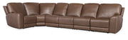 Hooker Furniture Torres 6 Piece Sectional with Power Recline & Power Headrest in Medium Brown