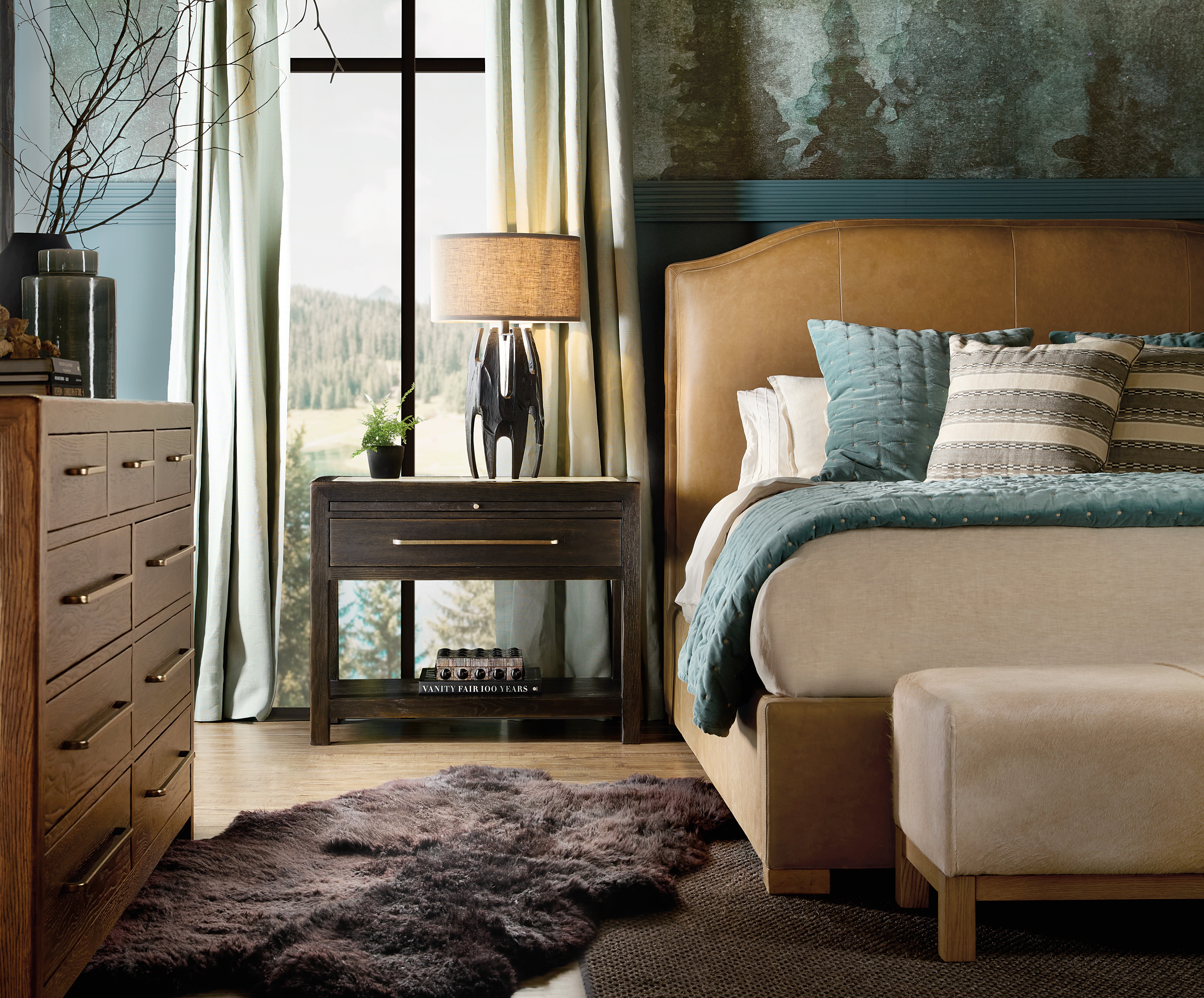 Hooker Furniture Driftwood Upholstered Bed in Tan