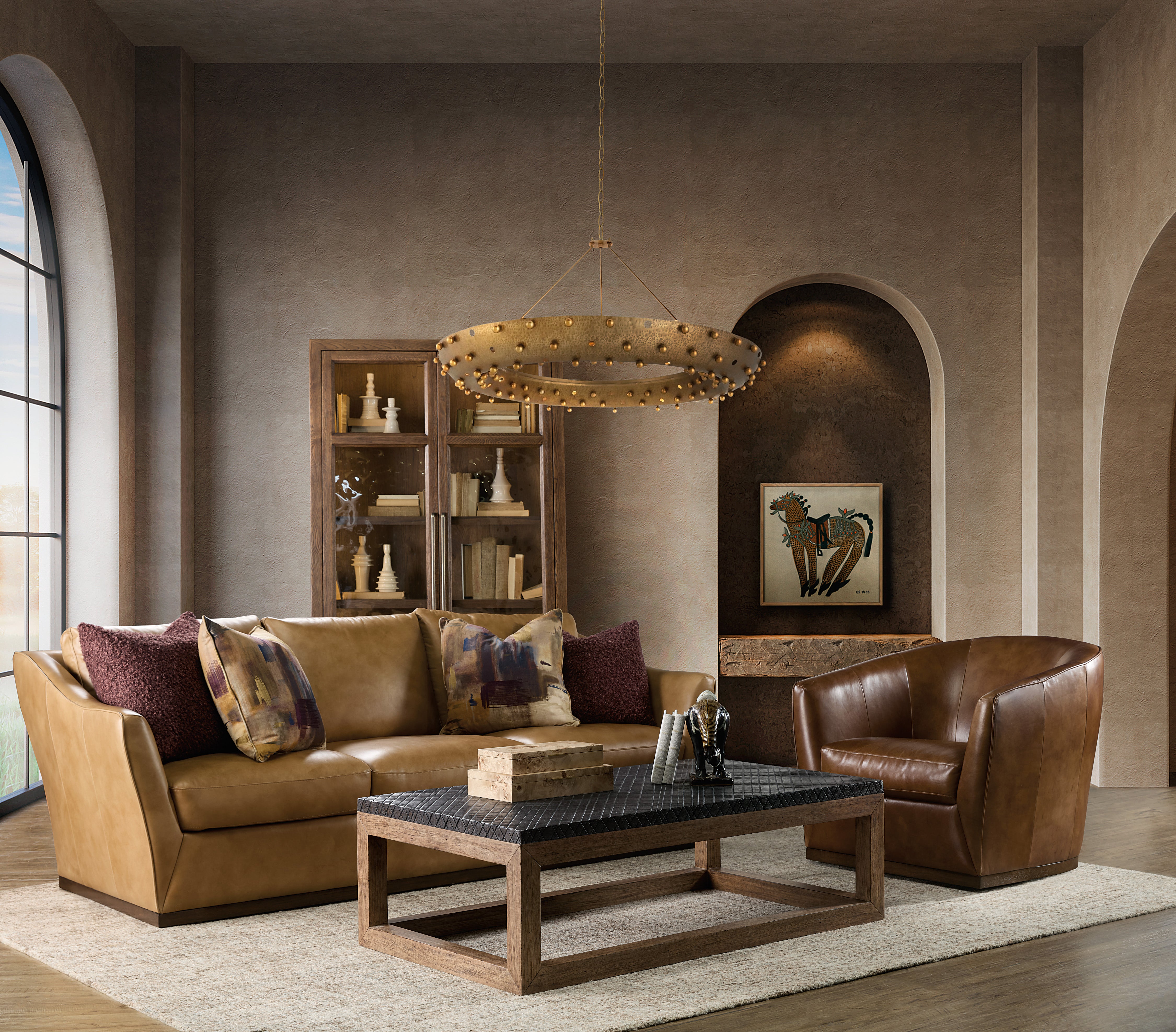 Hooker Furniture Fairfax Swivel Chair in Brown