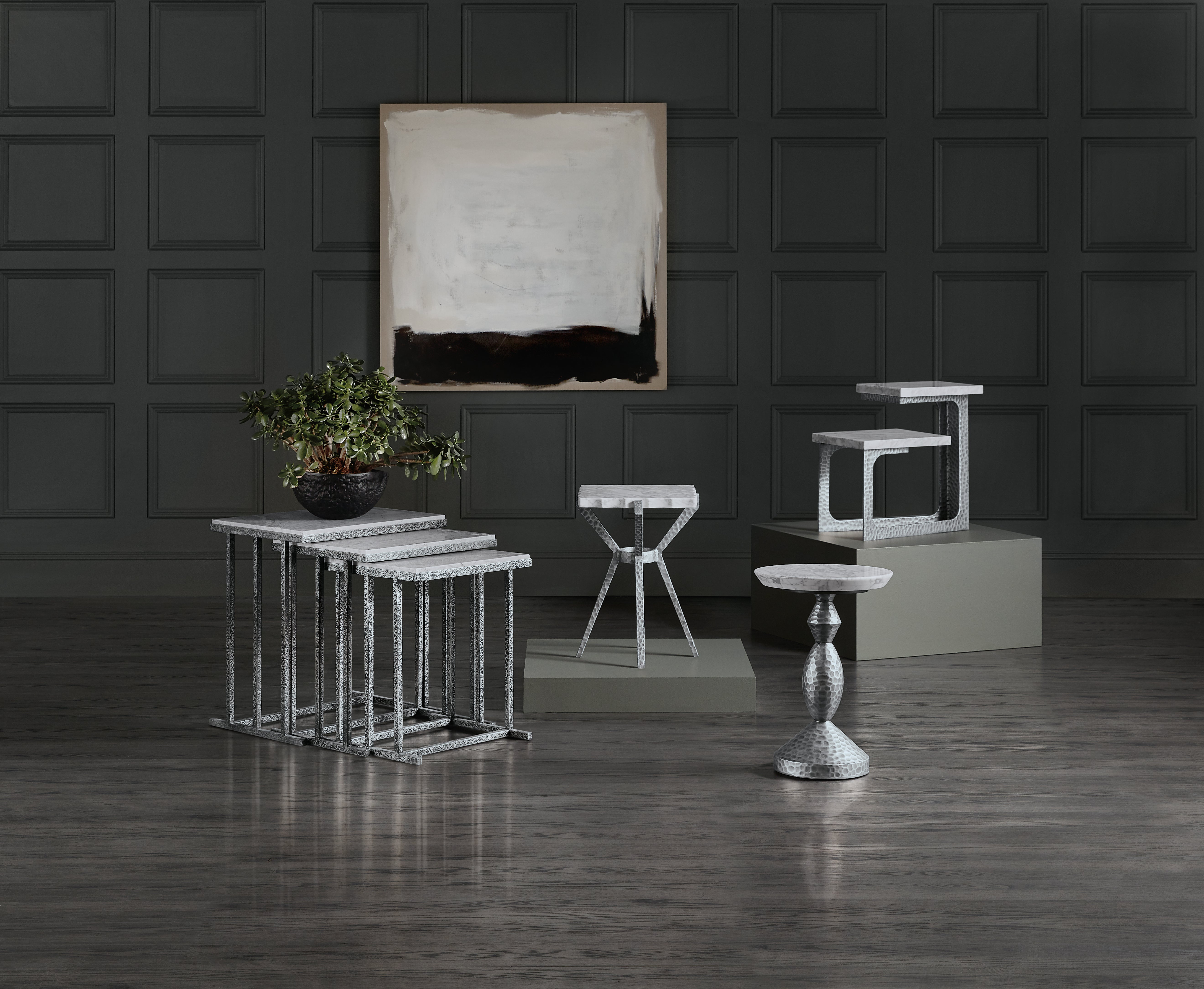 Hooker Furniture Melange Glendon Side Table in Silvers