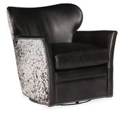 Hooker Furniture Kato leather Swivel Chair with Salt Pepper HOH in Dark Brown