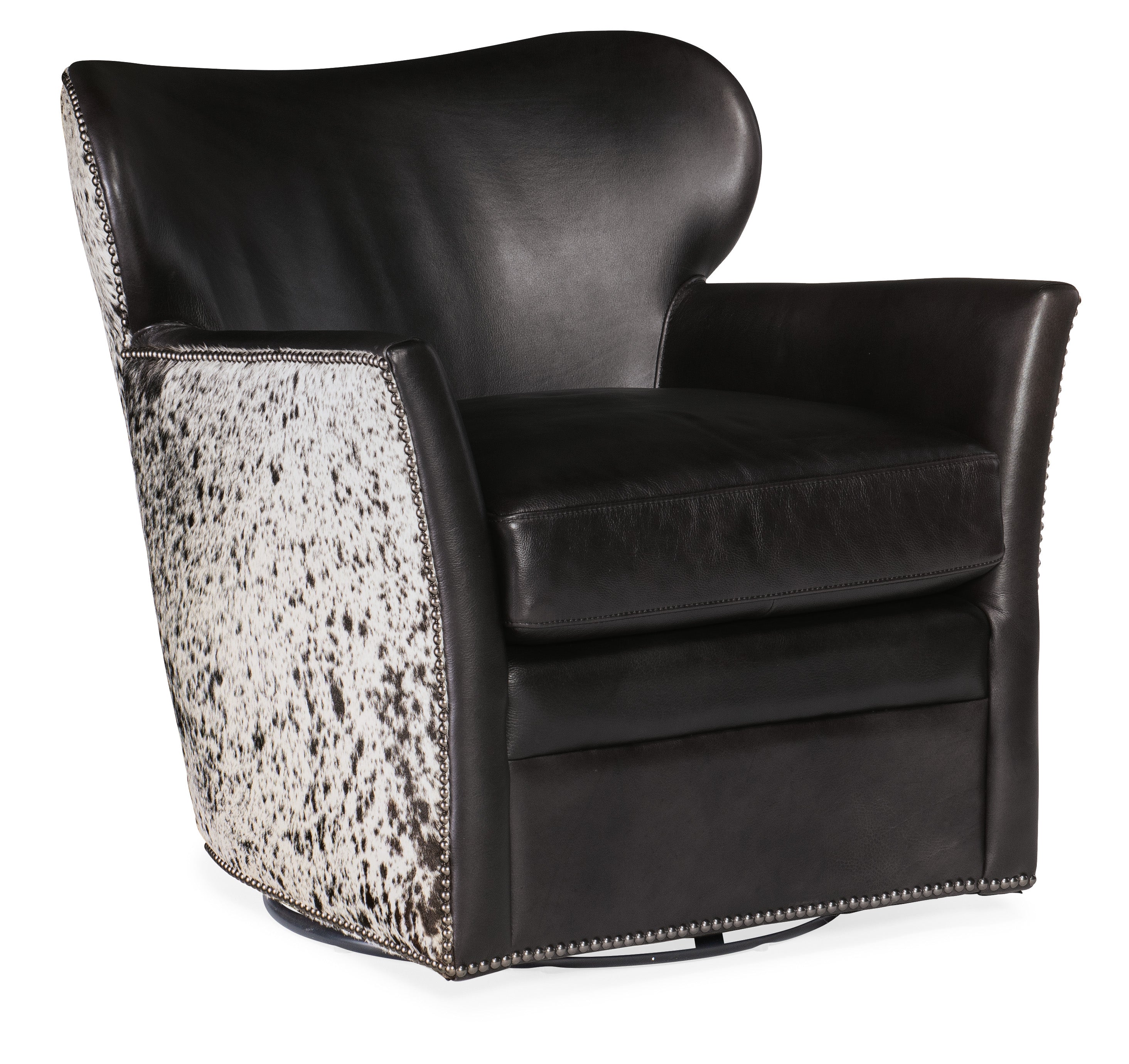 Hooker Furniture Kato leather Swivel Chair with Salt Pepper HOH in Dark Brown