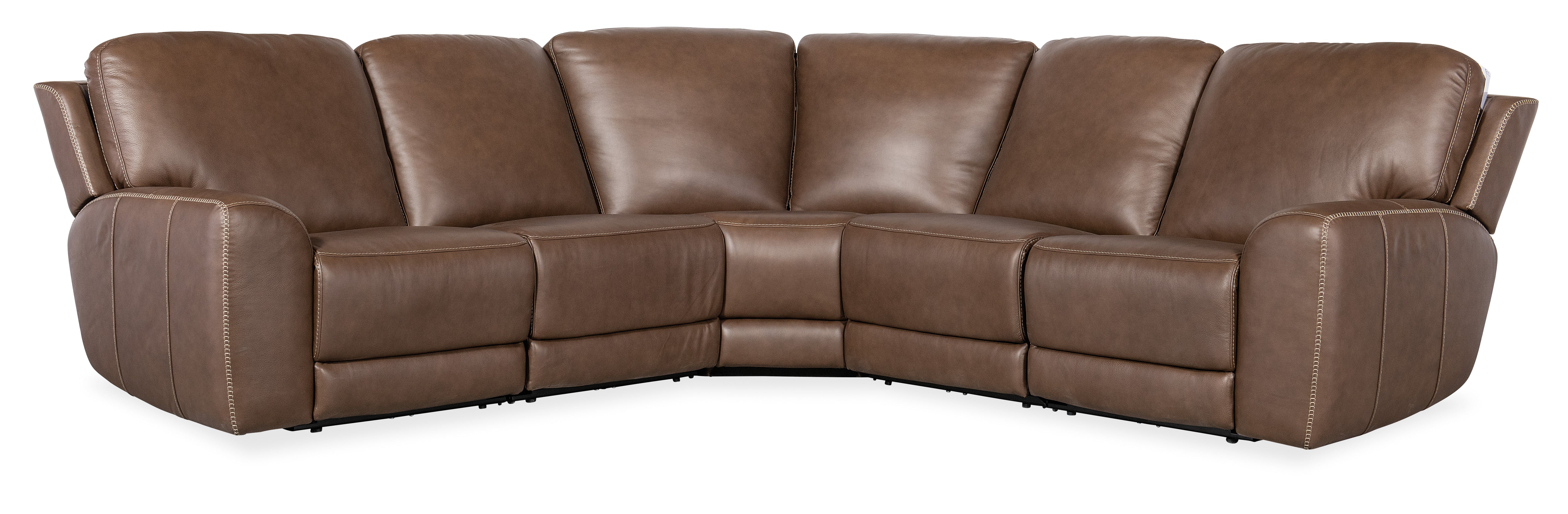 Hooker Furniture Torres 5 Piece Sectional with Power Recline & Power Headrest in Medium Brown
