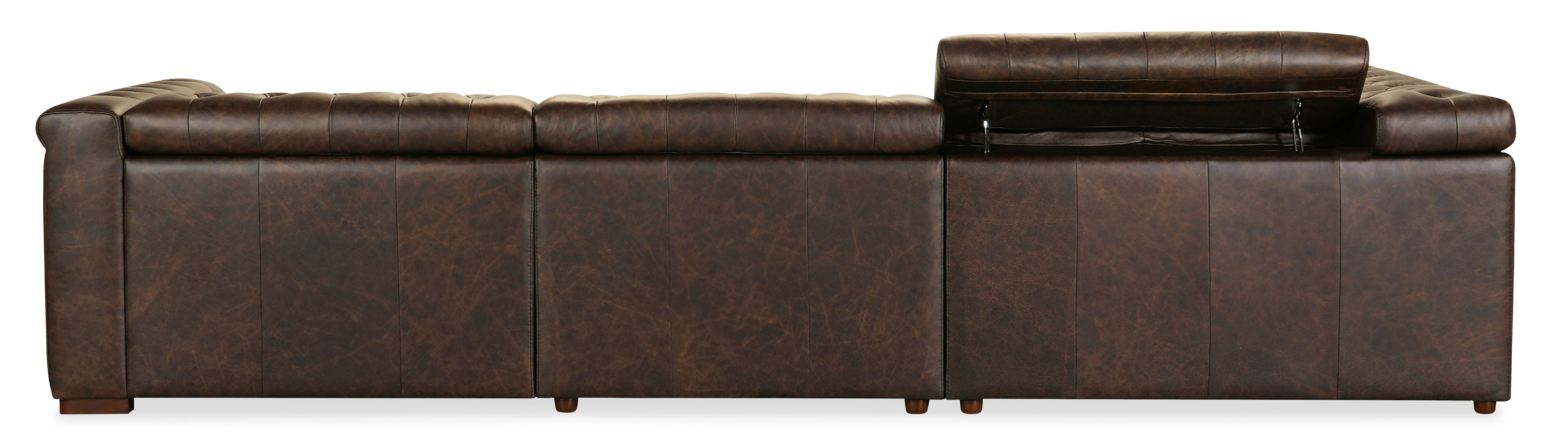 Hooker Furniture Savion Deux 5 Seat Sectional with Four Power Recliners and Six Power Headrests in Brown