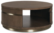 Hooker Furniture Commerce and Market Roll With It Round Cocktail Table in Dark Wood