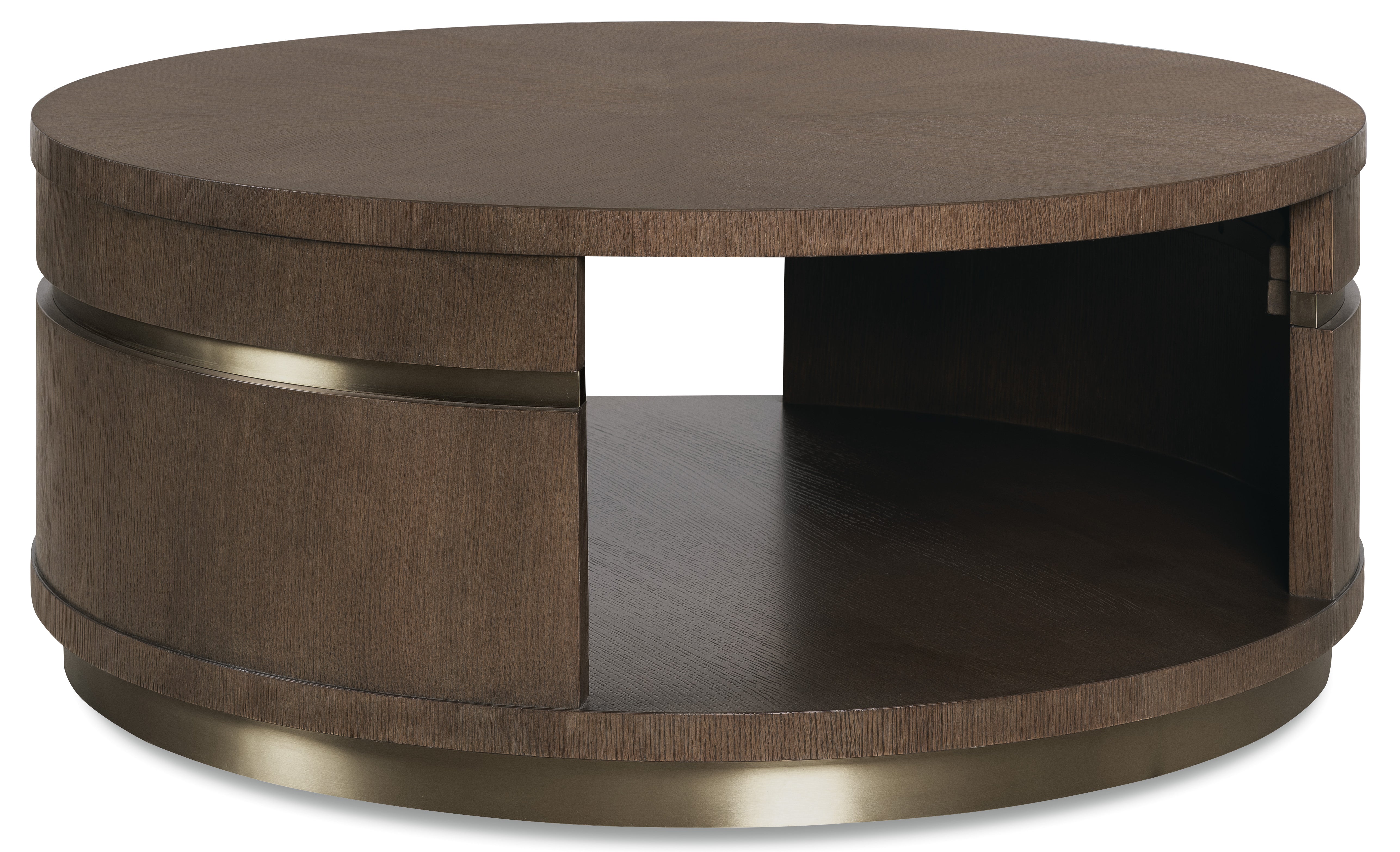 Hooker Furniture Commerce and Market Roll With It Round Cocktail Table in Dark Wood