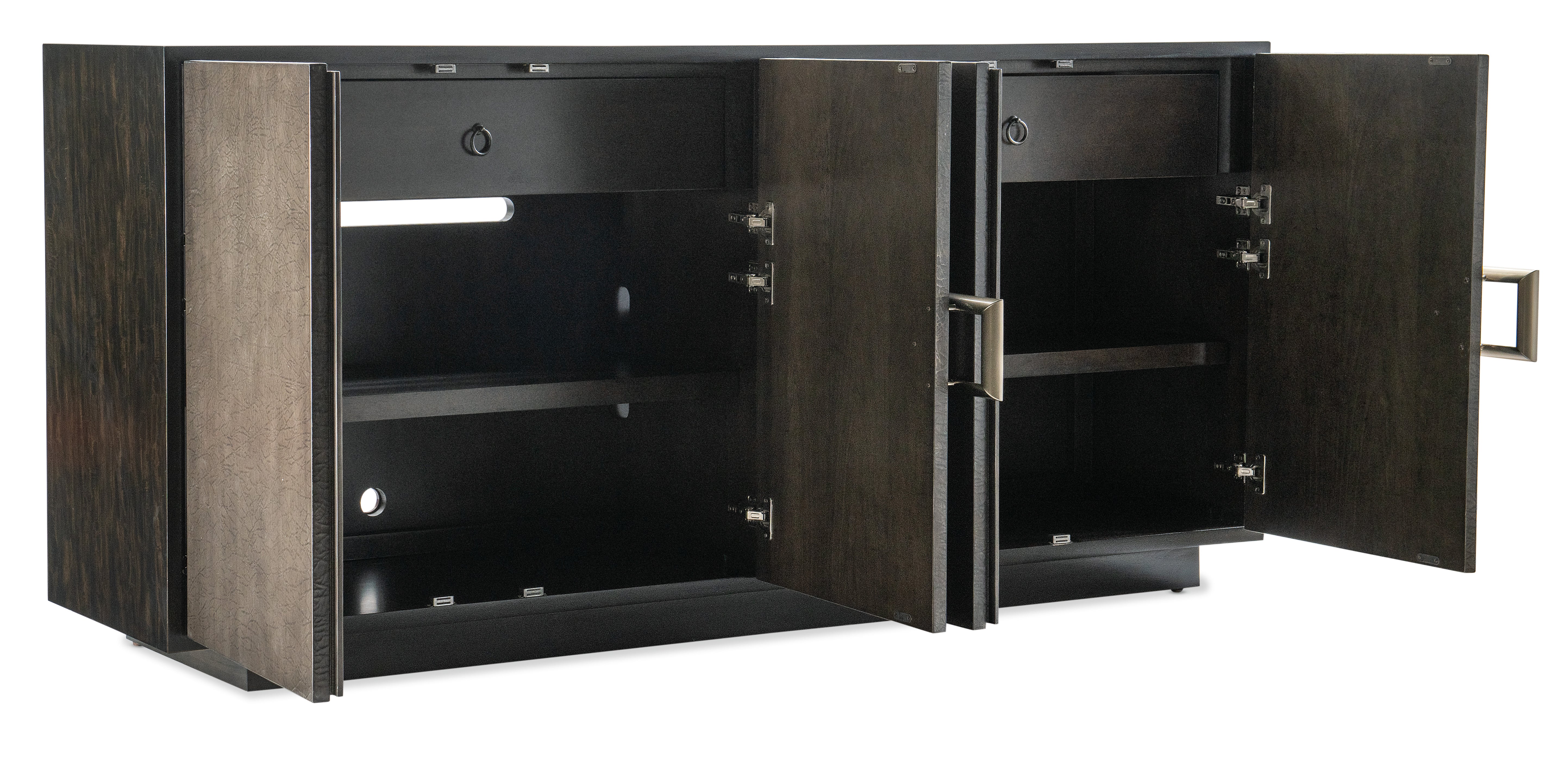 Hooker Furniture Melange Asher Four Door Entertainment Credenza in Medium Brown