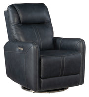 Hooker Furniture Steffen Swivel Power Recliner with Power Headrest in Dark Blue