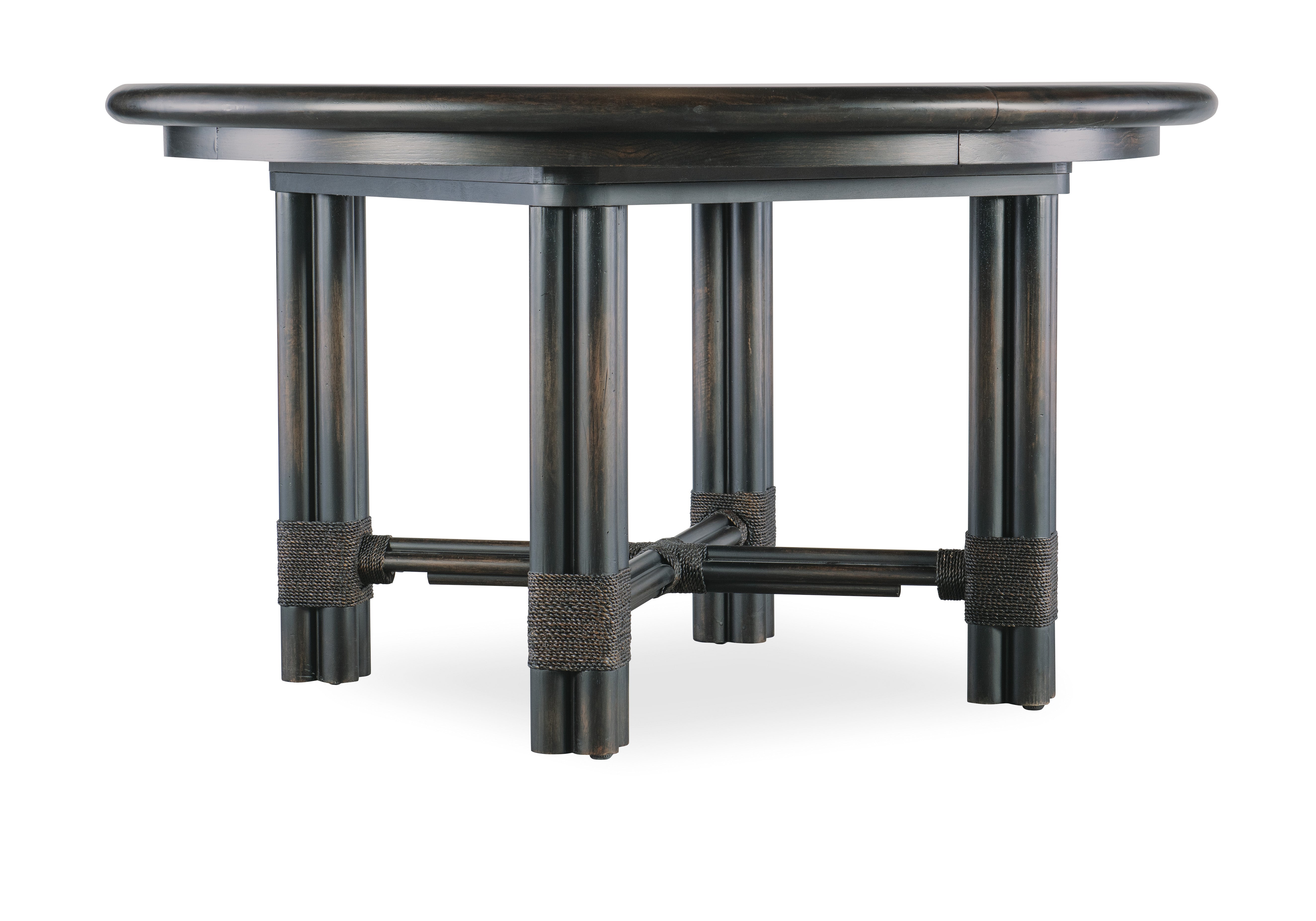 Hooker Furniture Retreat Pole Rattan Round Dining Table with 1-20in Leaf